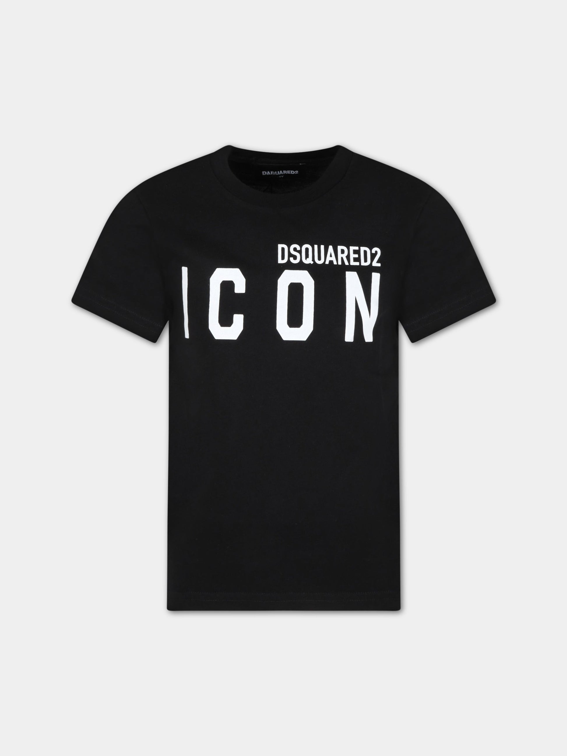 T-shirt nera per bambini con logo,Dsquared2,DQ048S D002F DQ900