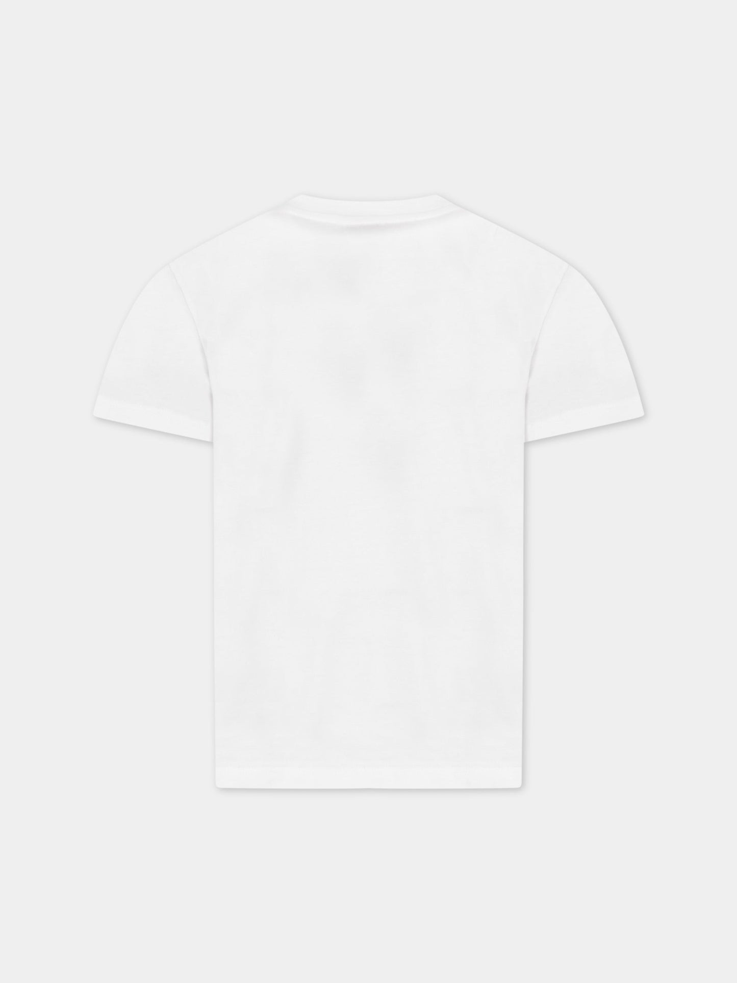 T-shirt bianca per bambini con logo,Dolce & Gabbana Kids,L4JT7N G7STN W0800