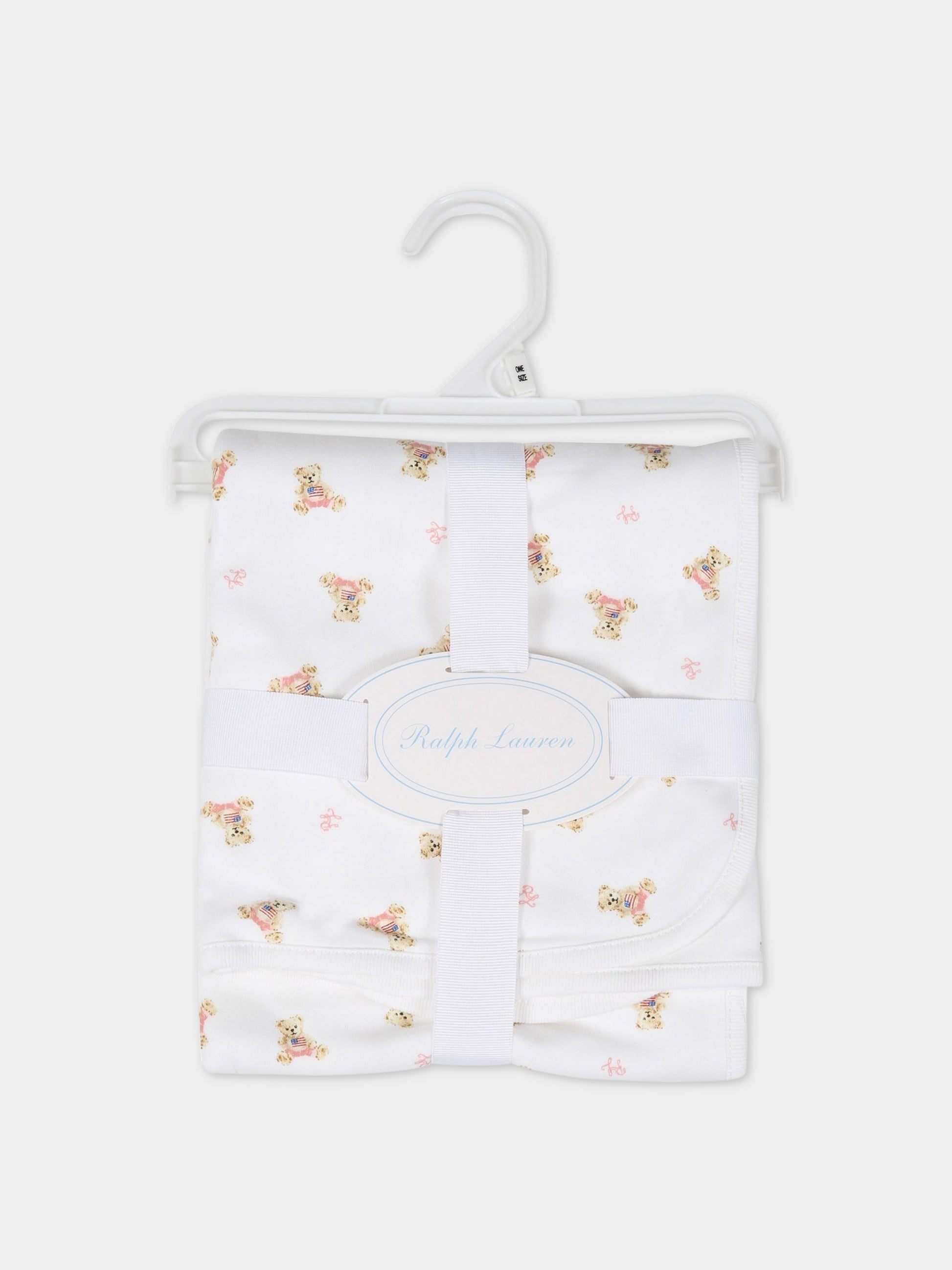 Coperta bianco per neonata con orsi,Ralph Lauren Kids,682714001