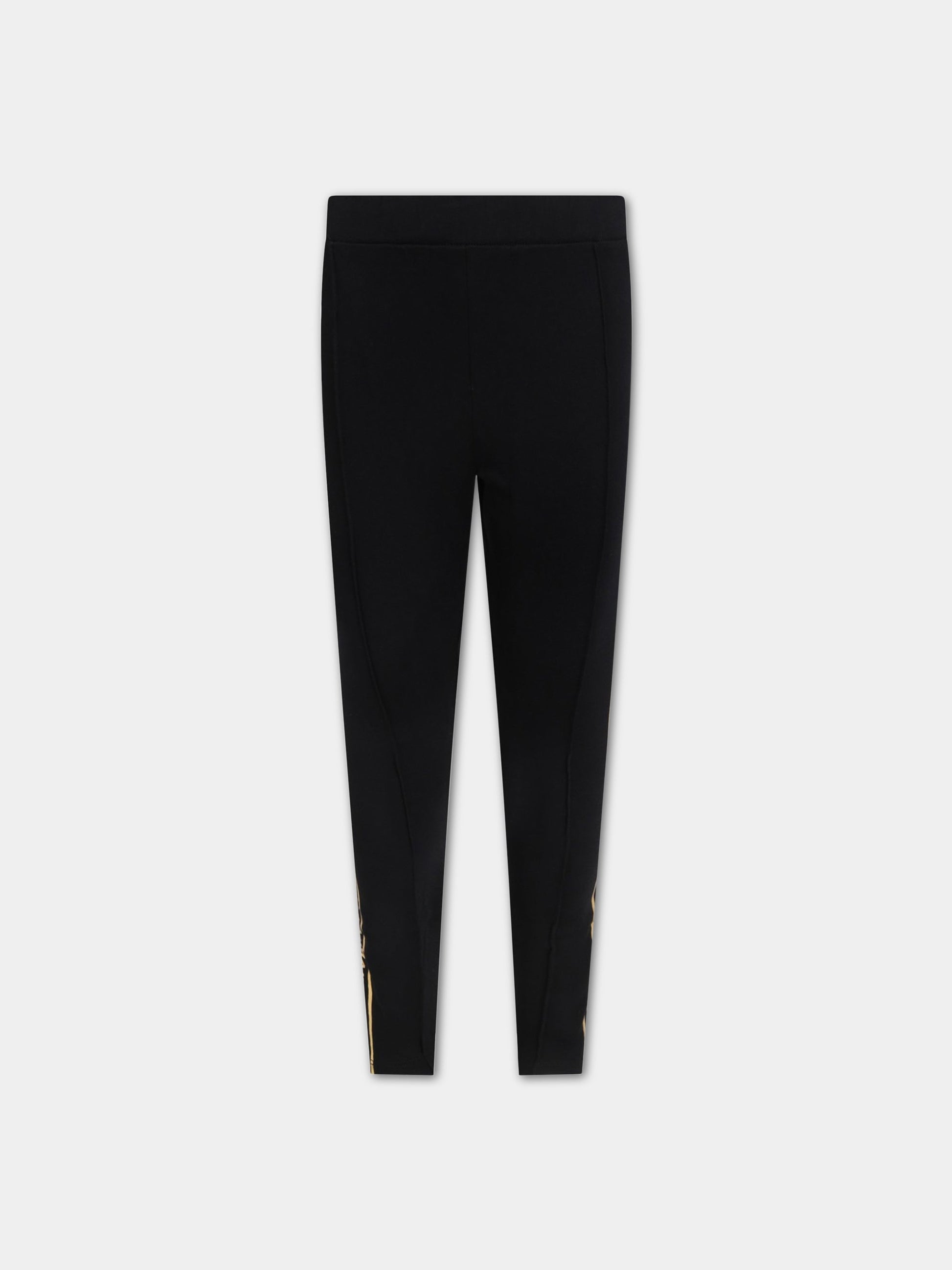 Leggings nero per bambina con loghI,Balmain Kids,6O6150 OB690 9300R