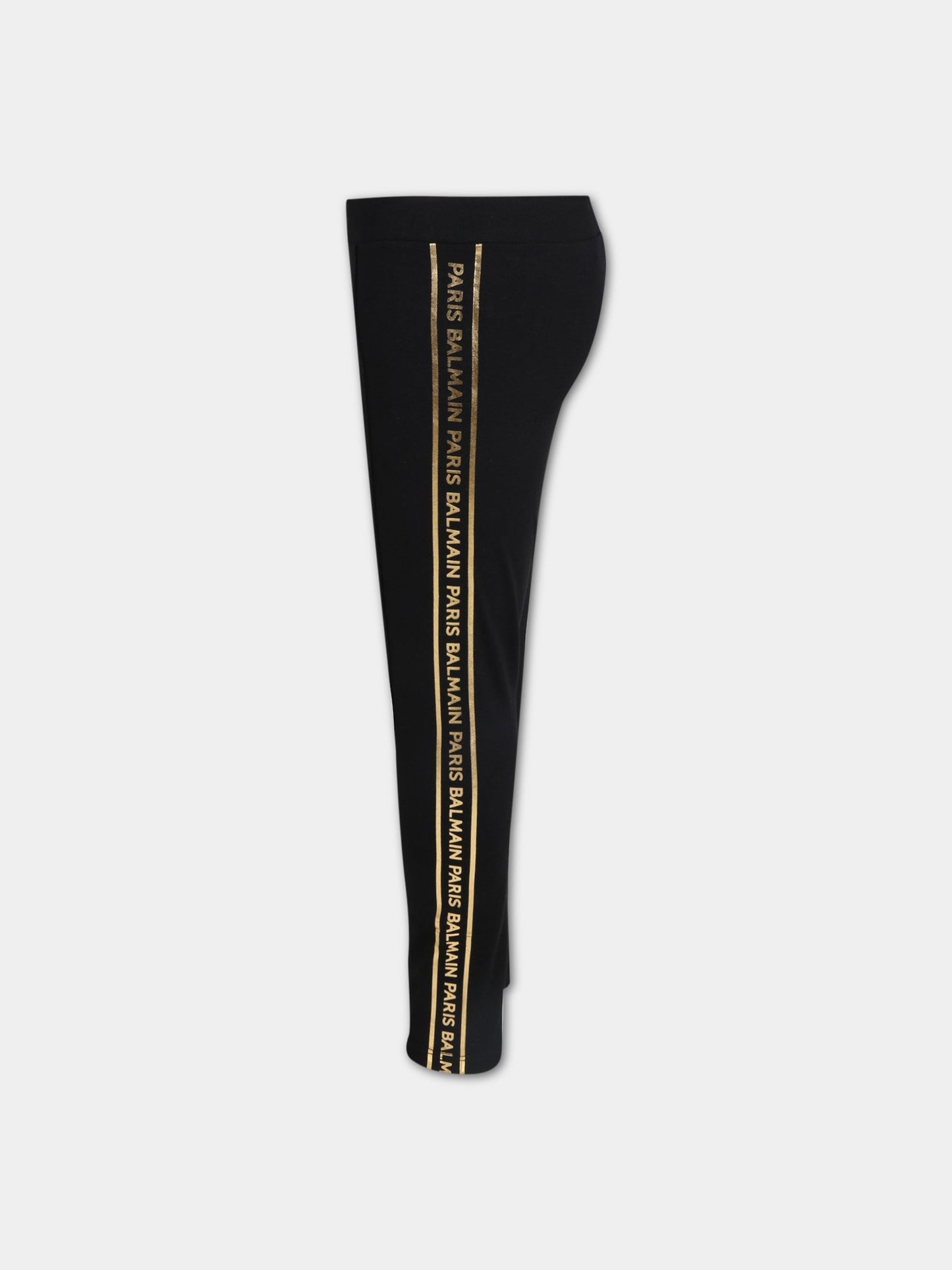 Leggings nero per bambina con loghI,Balmain Kids,6O6150 OB690 9300R