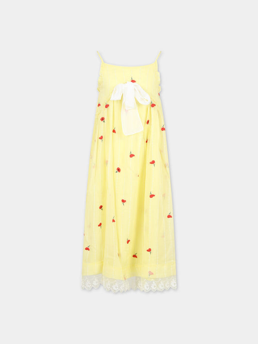 Vestito giallo per bambina con rose,Chloé Kids,C12824 60A