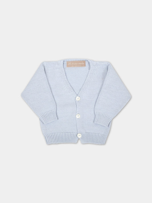 Cardigan celeste per neonato,La Stupenderia,SCRO53814