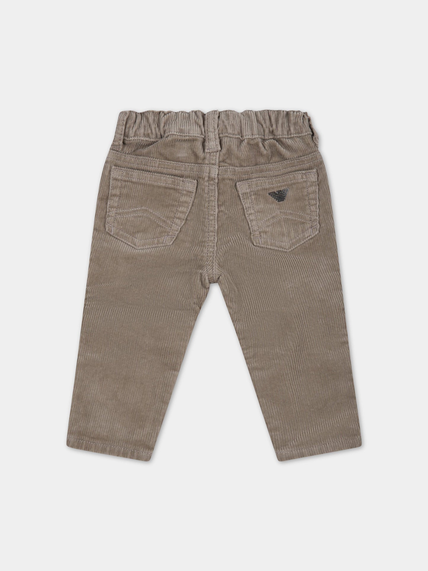 Pantaloni beige per neonati con patch logato,Armani Junior,6KHJ02 1NQDZ 0132