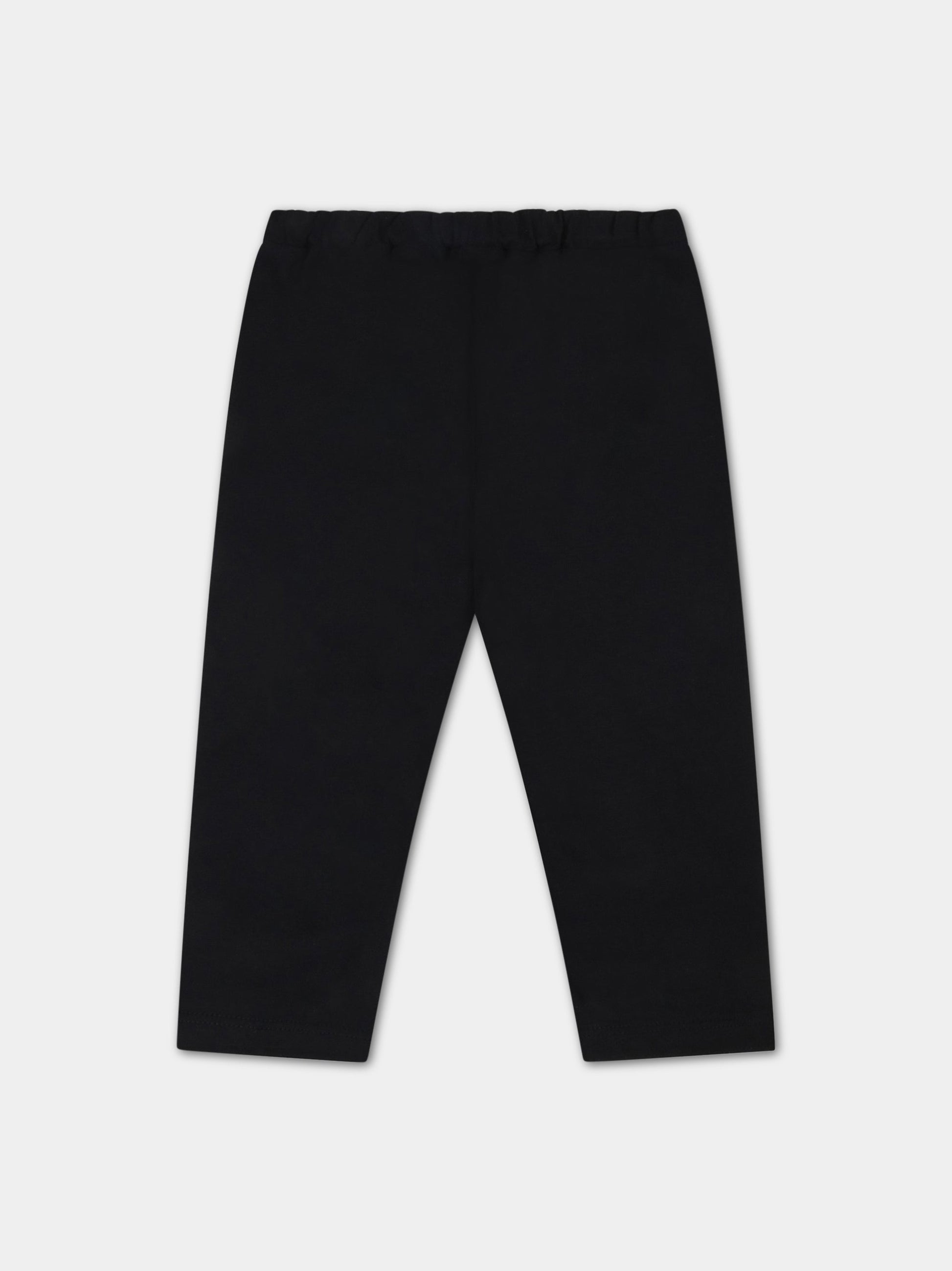 Leggings nero per neonata con logo argentato,Balmain Kids,6P6880 J0006 930AG