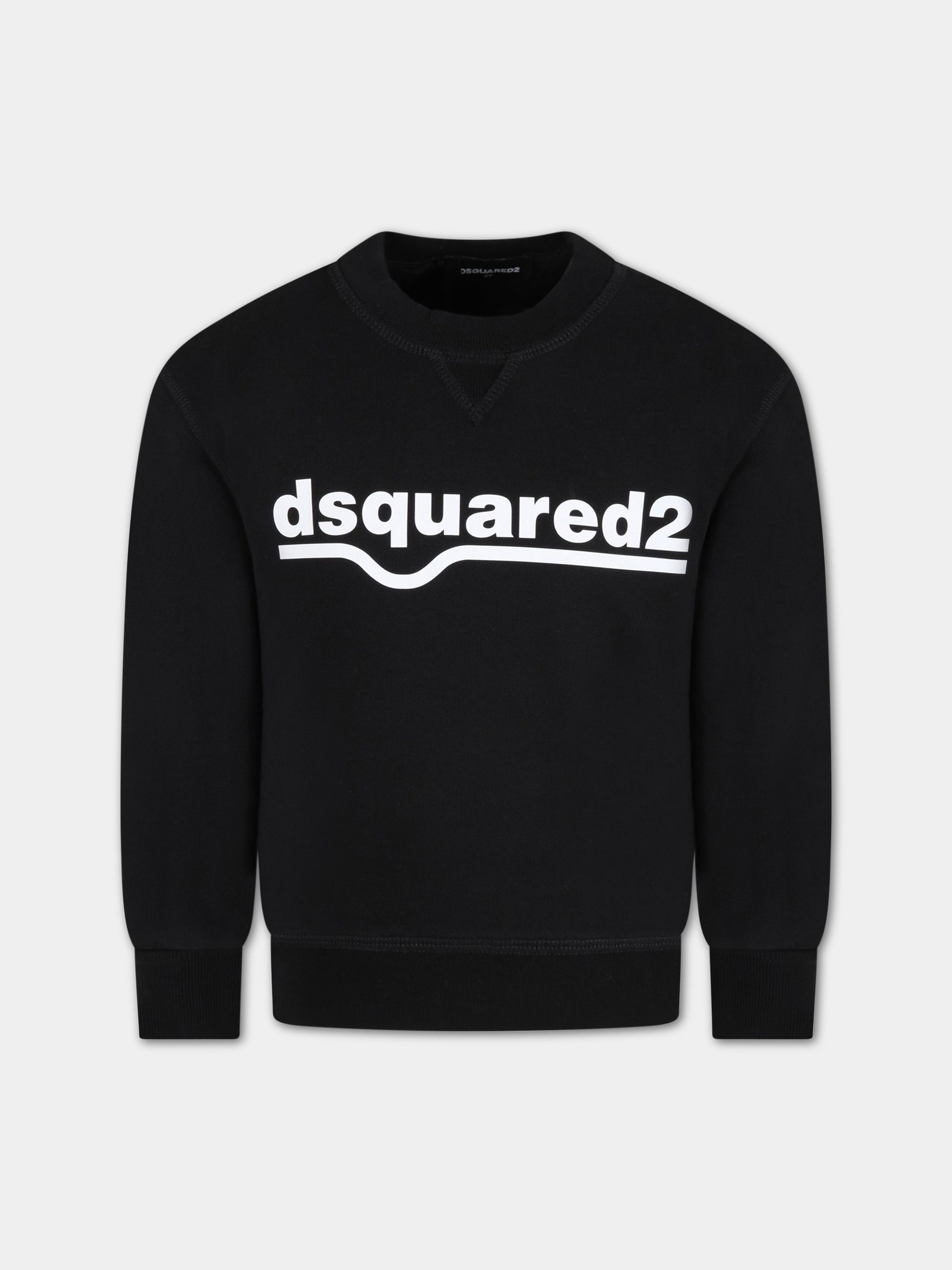 Felpa nera per bambini con logo,Dsquared2,DQ0541-D002G DQ900