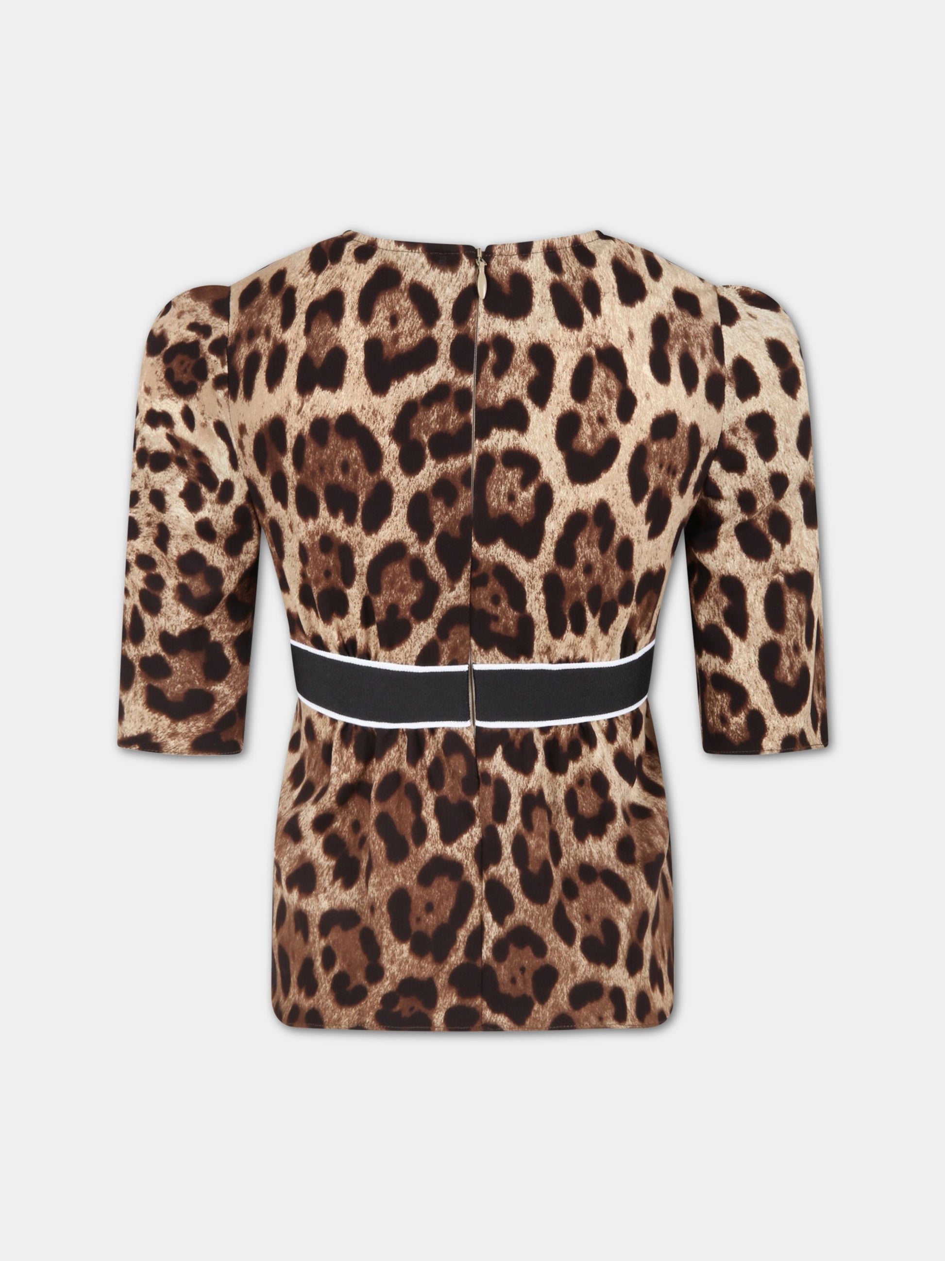 Blusa beige per bambina con logo,Dolce & Gabbana Kids,L55S41 G7BIJ HY13M