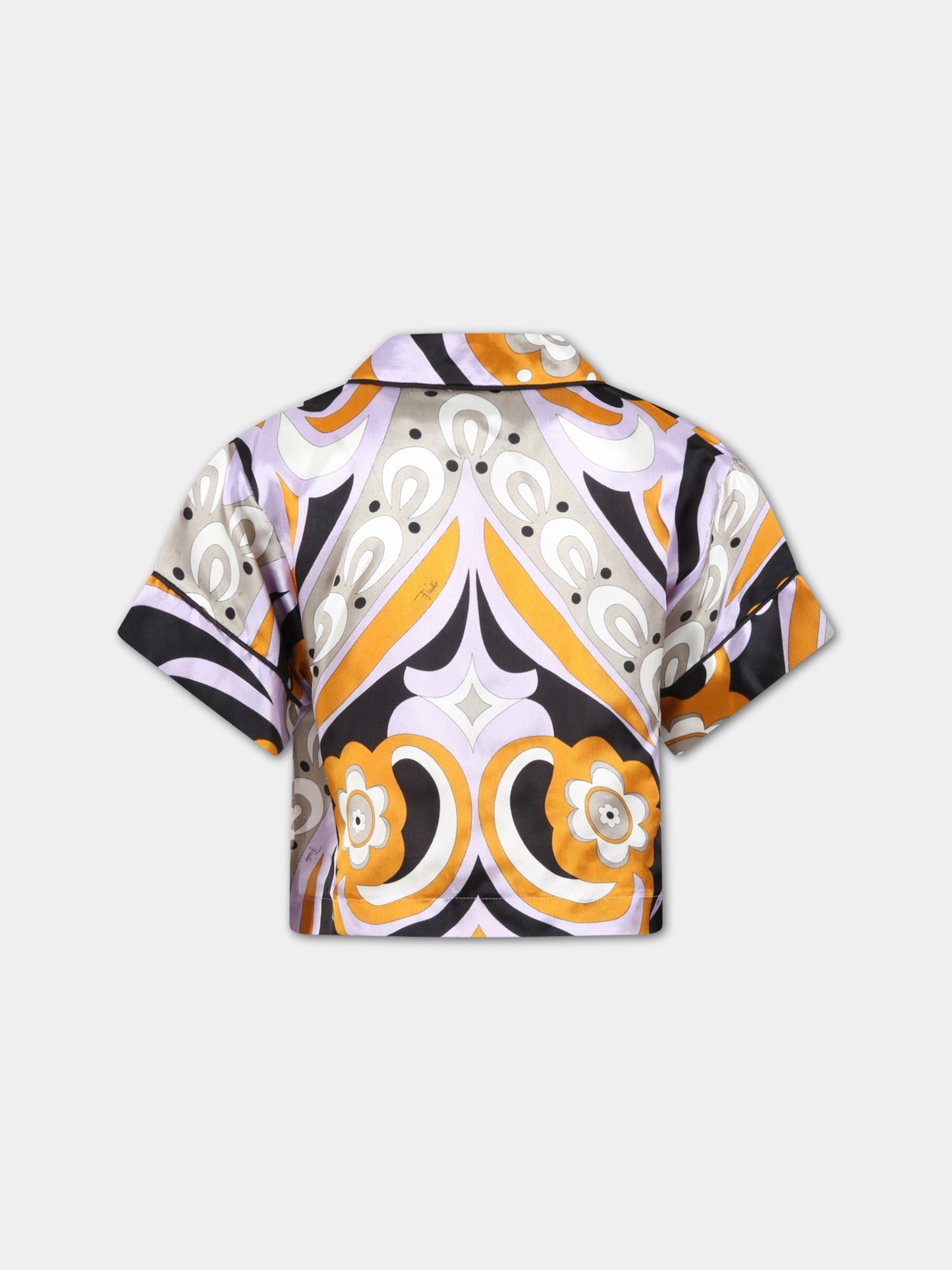Camicia multicolor per bambina con logo nero,Emilio Pucci Junior,9P5021 S0016 208LI