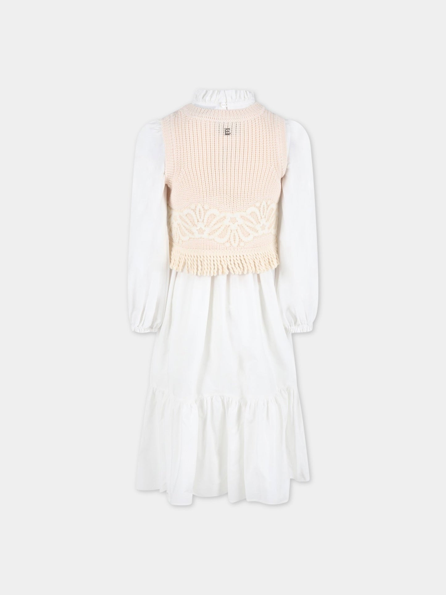 Vestito bianco per bambina,Ermanno Scervino Junior,ESFAB030 CA199 YS001 0000