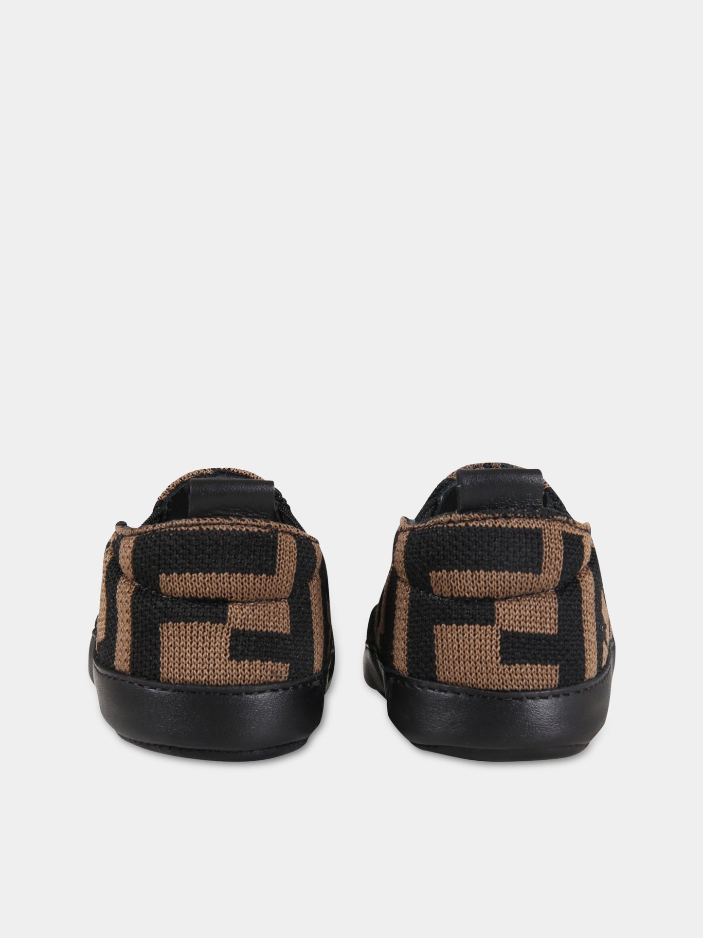 Sneakers marroni per neonati con doppie FF,Fendi Kids,BMR087 A6A6 F0E0X