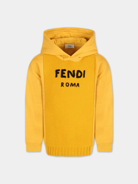 Felpa gialla per bambini con logo,Fendi Kids,JMH148 AG3W F0LWV
