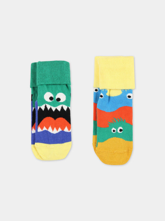 Set multicolor per neonato con mostri,Happy Socks,87421KS000066 KMON19 0200