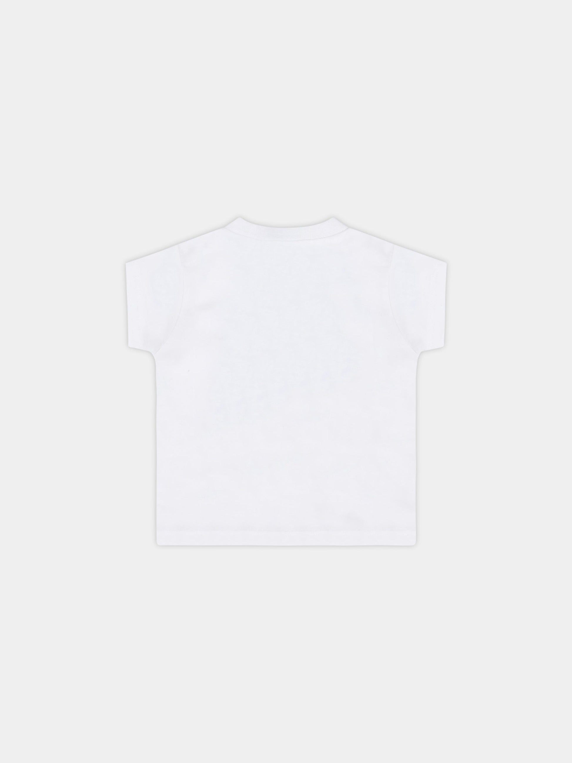 T-shirt bianca per neonato con tigre blu,Kenzo Kids,K05121 103