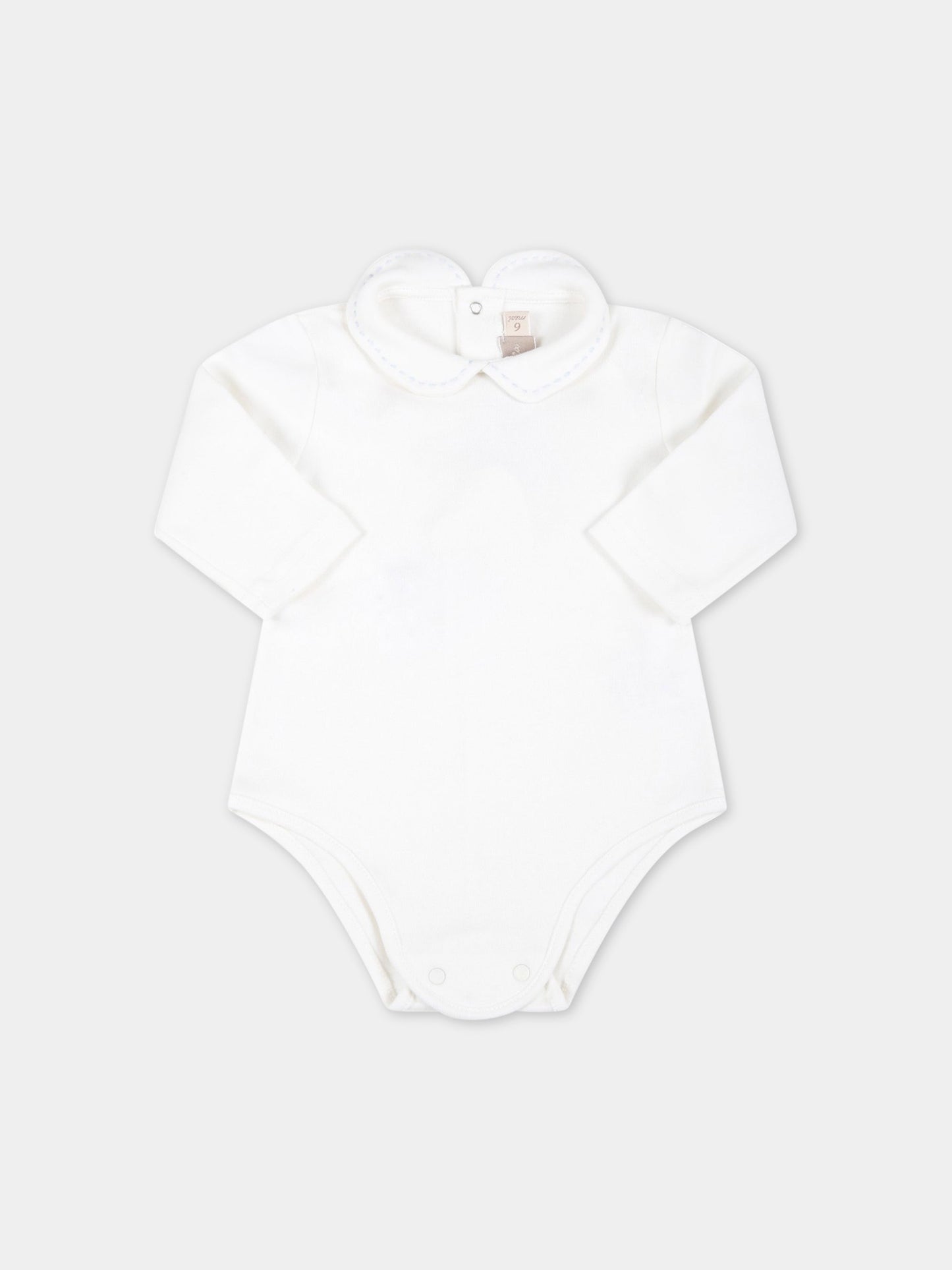 Body bianco per neonato con ricamo,La Stupenderia,TBBD01K42 AZZ