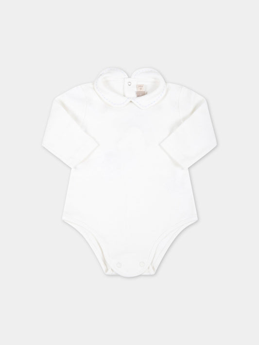Body bianco per neonato con ricamo,La Stupenderia,TBBD01K42 AZZ