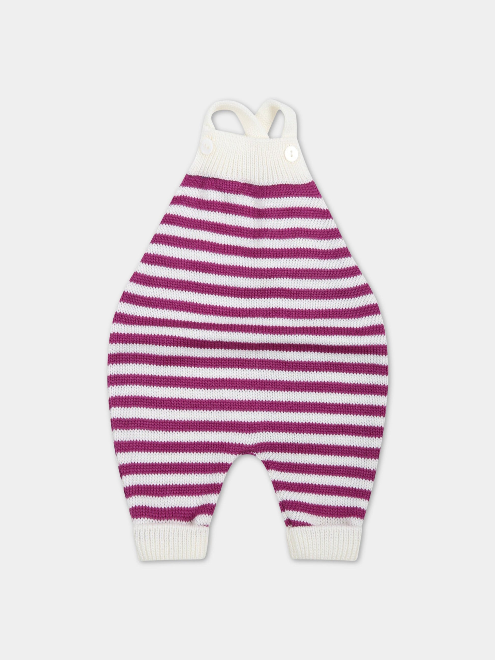 Salopette multicolor per neonata,Little Bear,3004 LATTE/PRUGNA