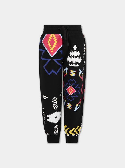 Pantalone nero per bambino con iconiche stampe,Marcelo Burlon Kids,CBCA003F21FLE003 1084