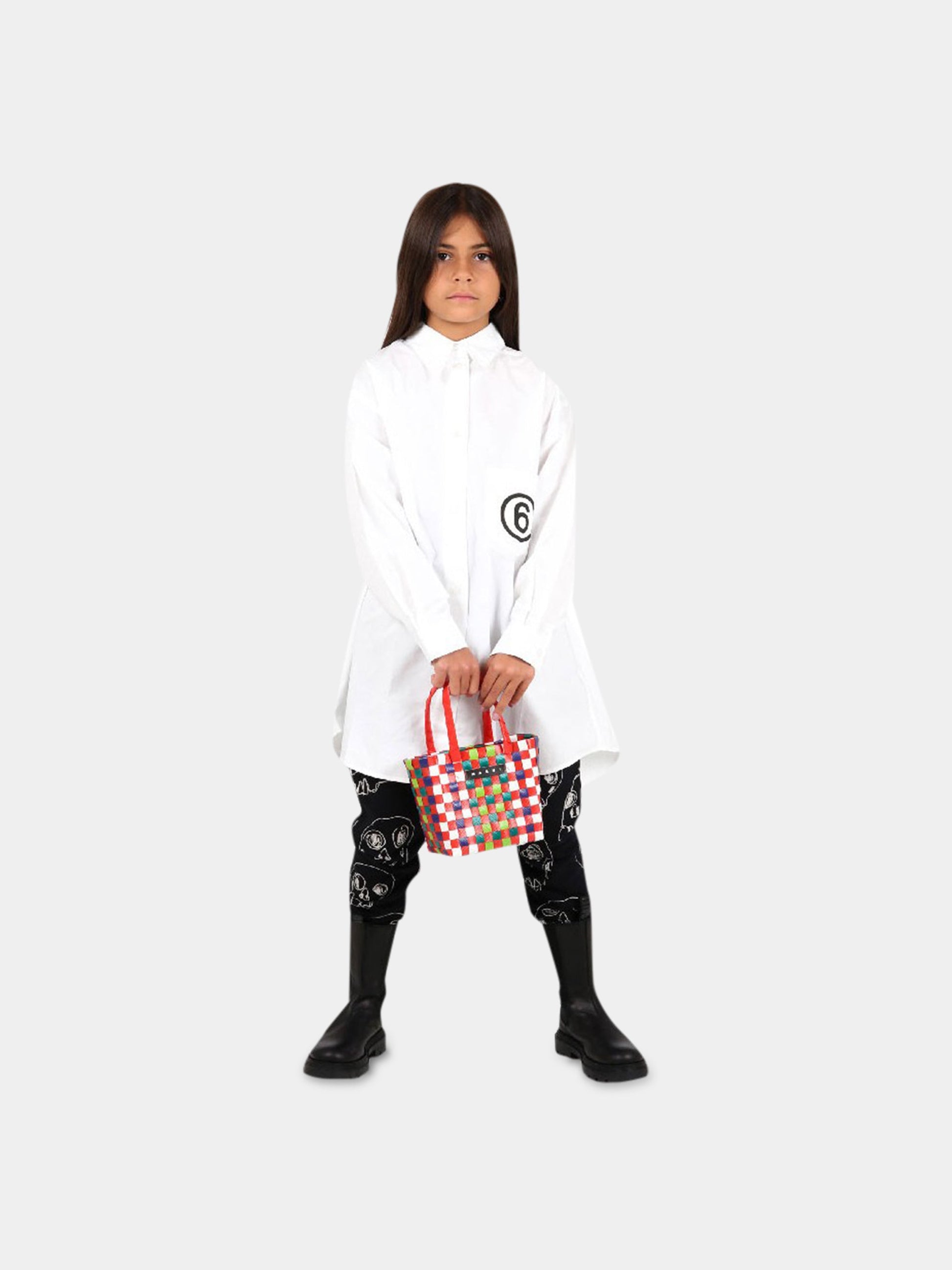 Camicia bianca per bambini con logo,Mm6 Maison Margiela,M60049 MM014 M6100