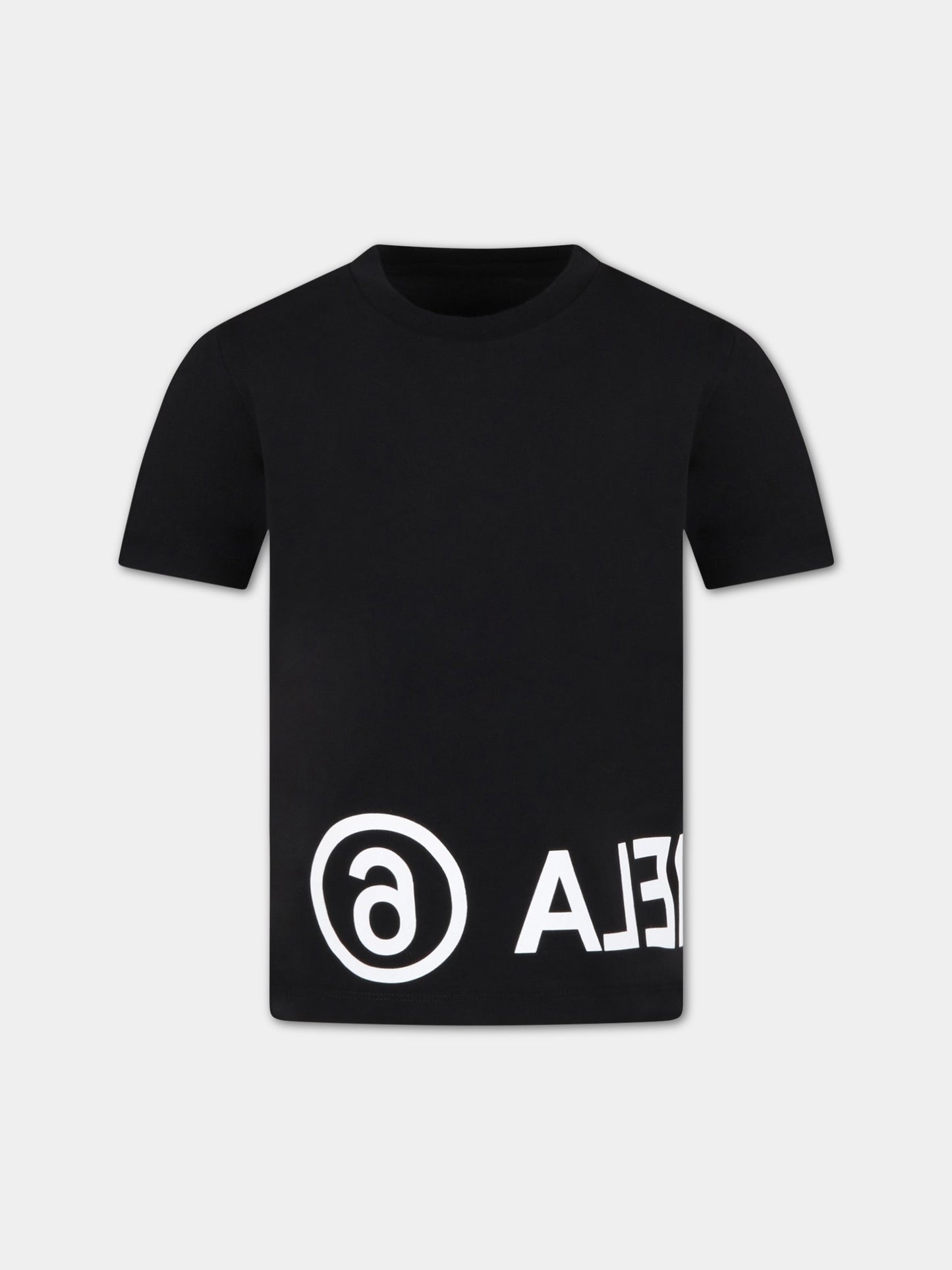 T-shirt nera per bambini con logo,Mm6 Maison Margiela,M60033 MM010 M6900