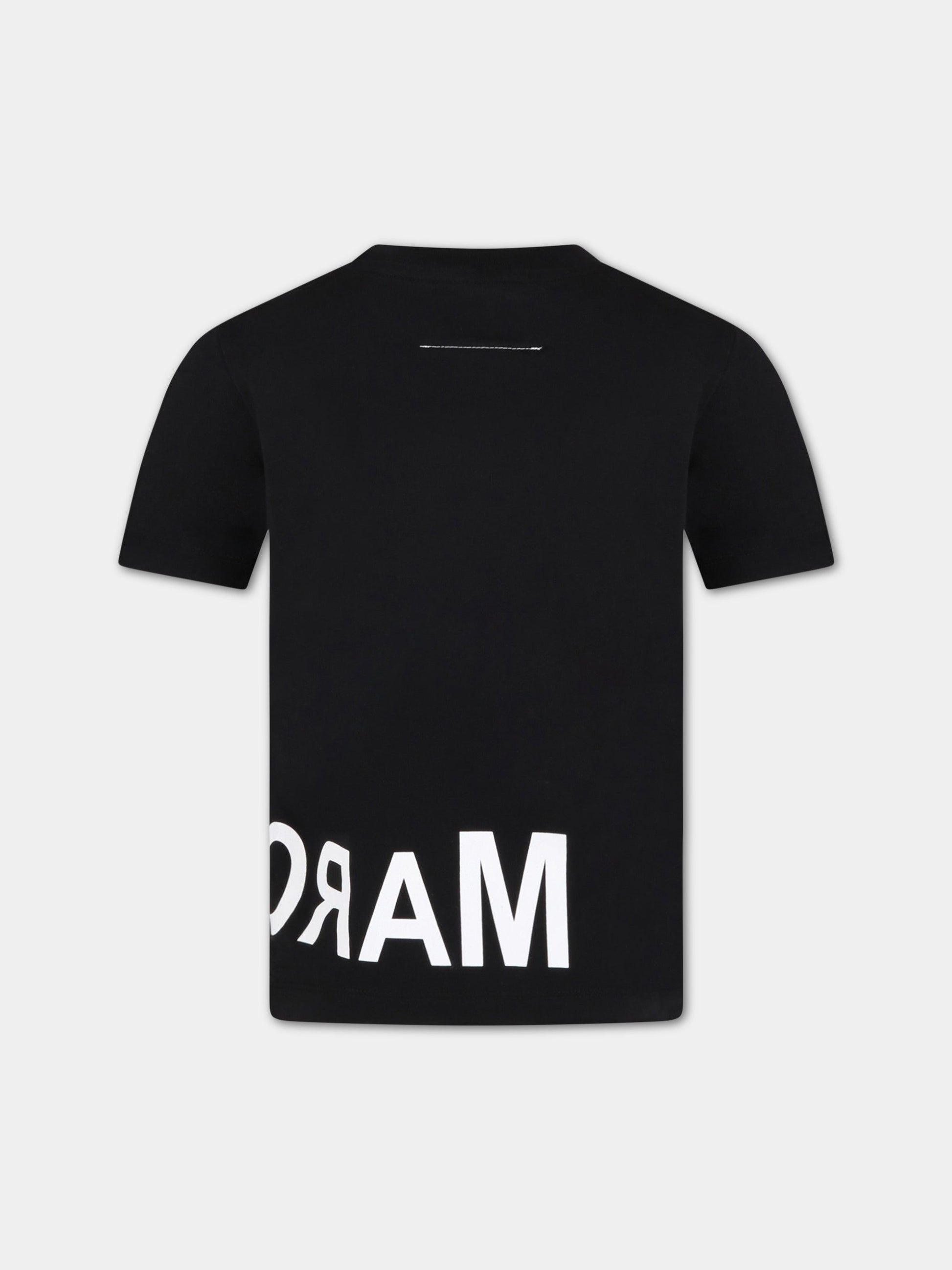 T-shirt nera per bambini con logo,Mm6 Maison Margiela,M60033 MM010 M6900