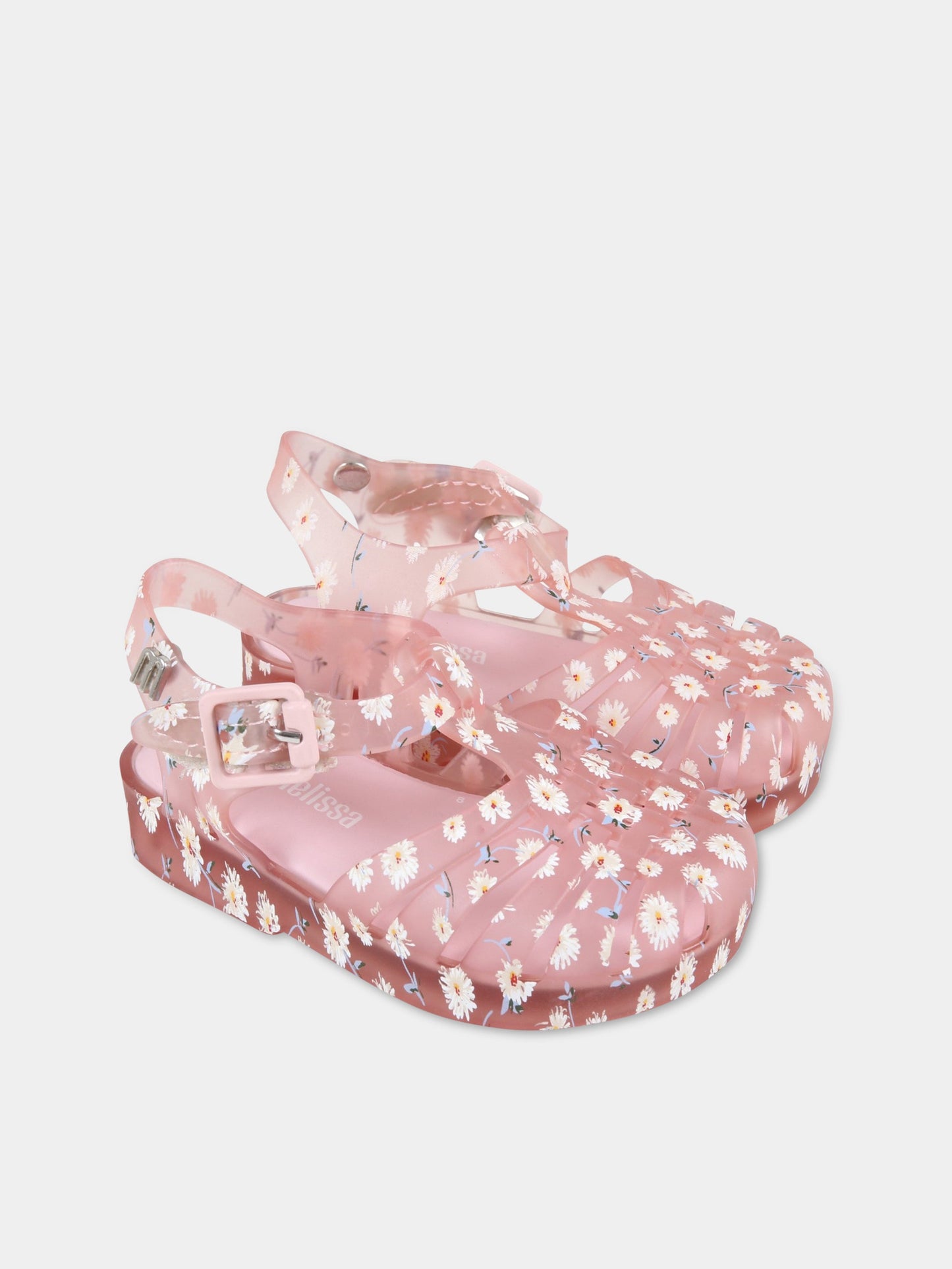 Sandali rosa per bambina con margherite,Mini Melissa,33320-52868