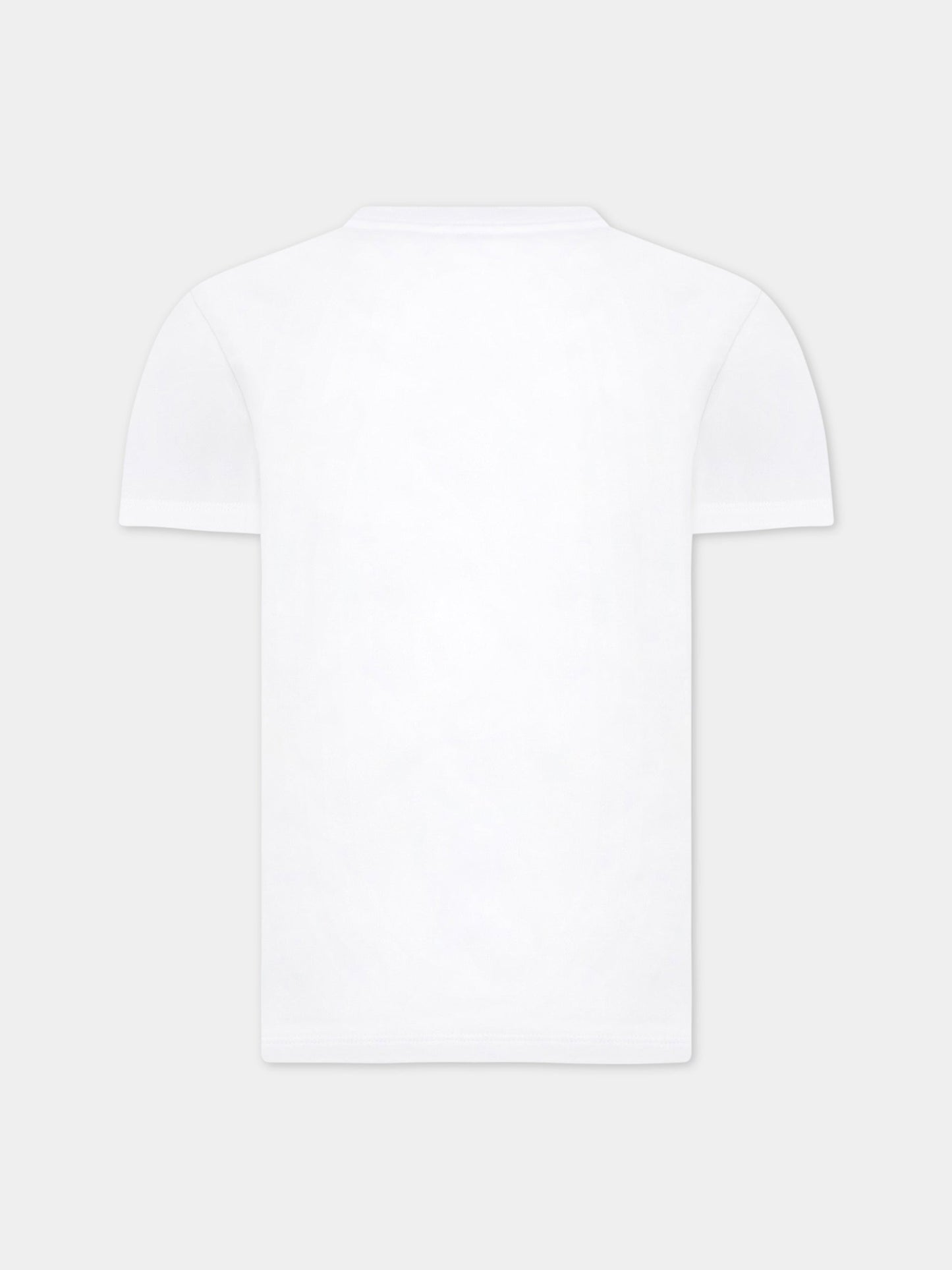 T-shirt bianca per bambino con dinosauro fluorescente,Paul Smith Junior,P25221 10P