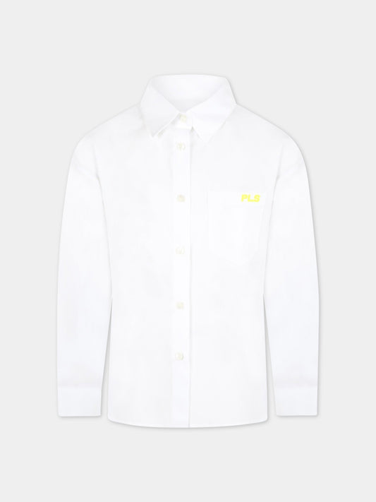 Camicia bianca per bambina con logo,Philosophy,PJCA92 CA01 YPUNI2