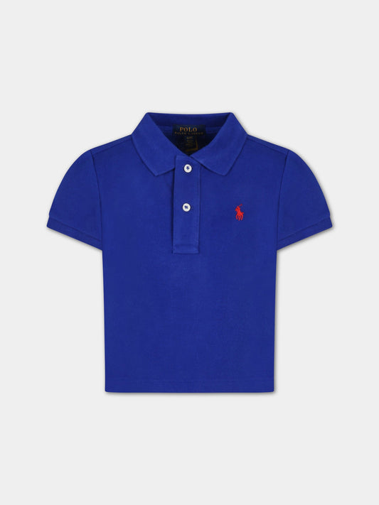 Polo blu royal per bambina con iconico cavallino,Ralph Lauren Kids,844232008