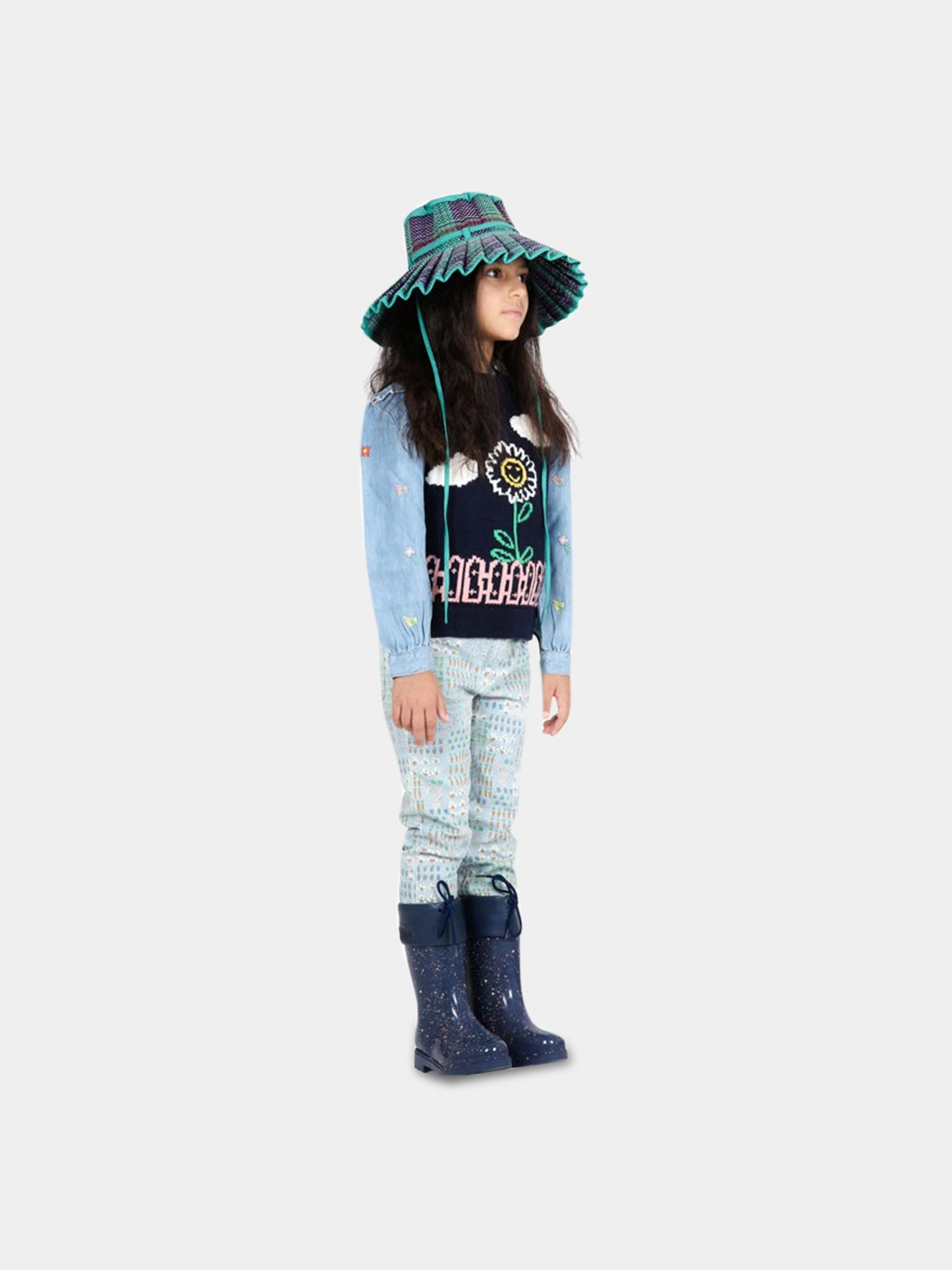 Jeans celesti denim per bambina con disegni colorati,Stella Mccartney Kids,603298 SRK23 G409