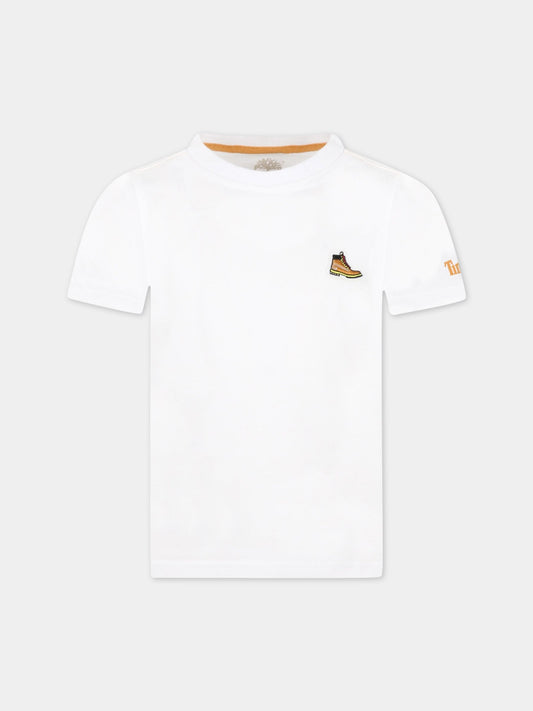 T-shirt bianca per bambino con scarpa,Timberland,T25S74 10B