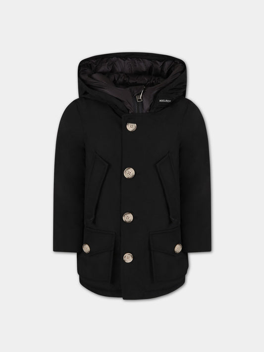 Piumino nero per bambino con logo,Woolrich Kids,CFWKOU0188MRUT0641 BLK