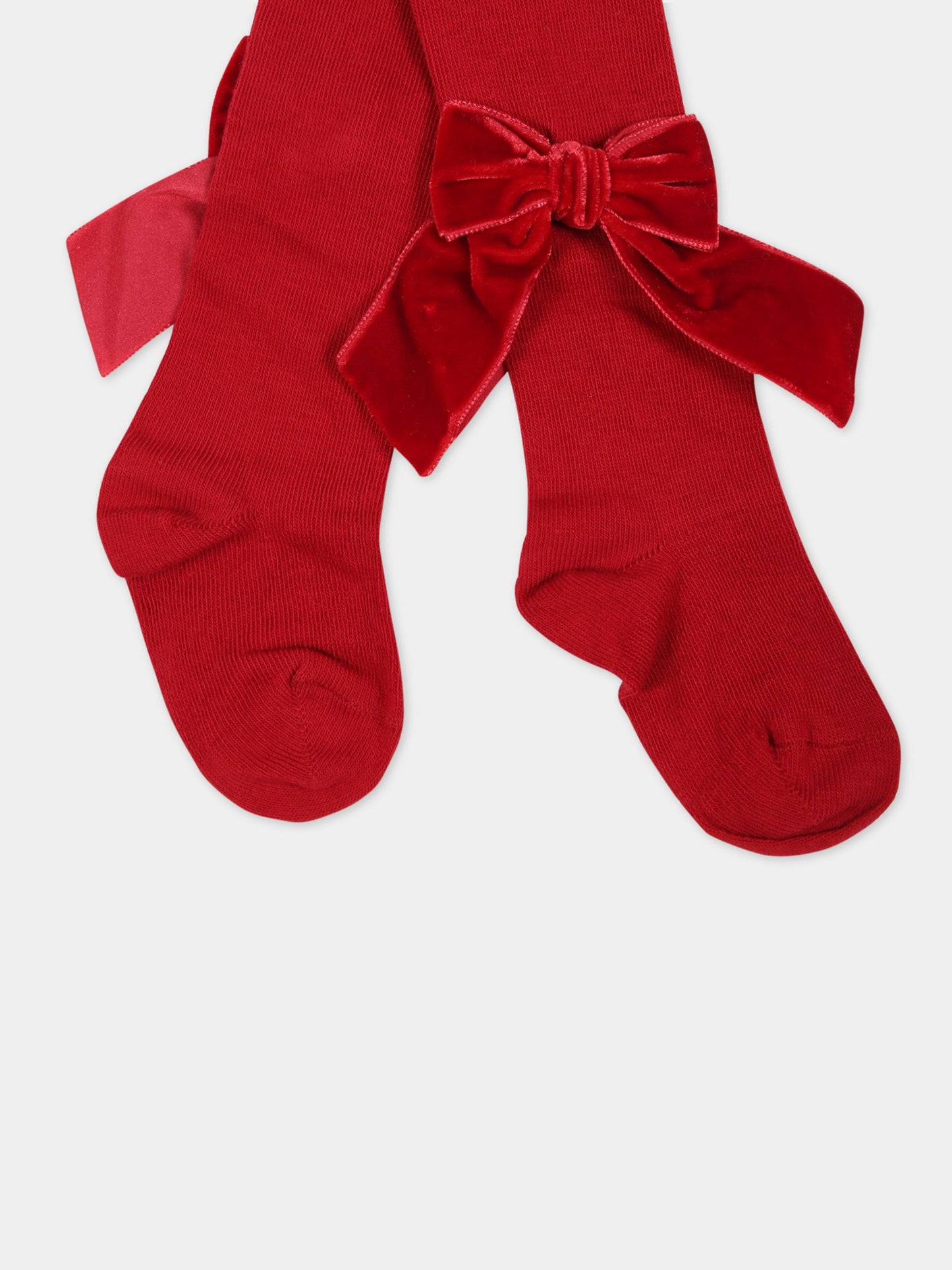 Collant rossi per bambina con fiocchi,Story Loris,13536 S2