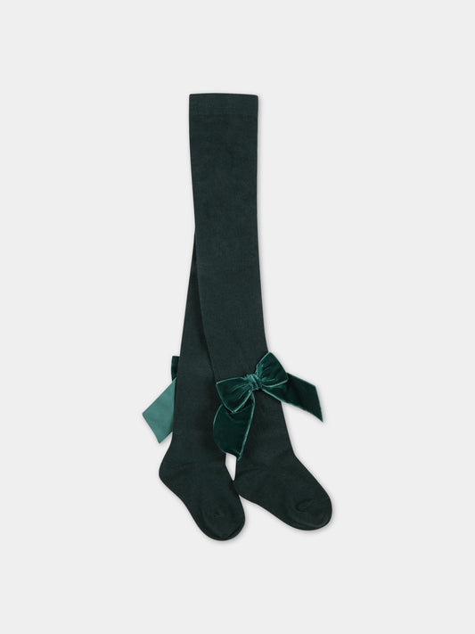 Collant verdi per bambina con fiocchi,Story Loris,13536 Z8