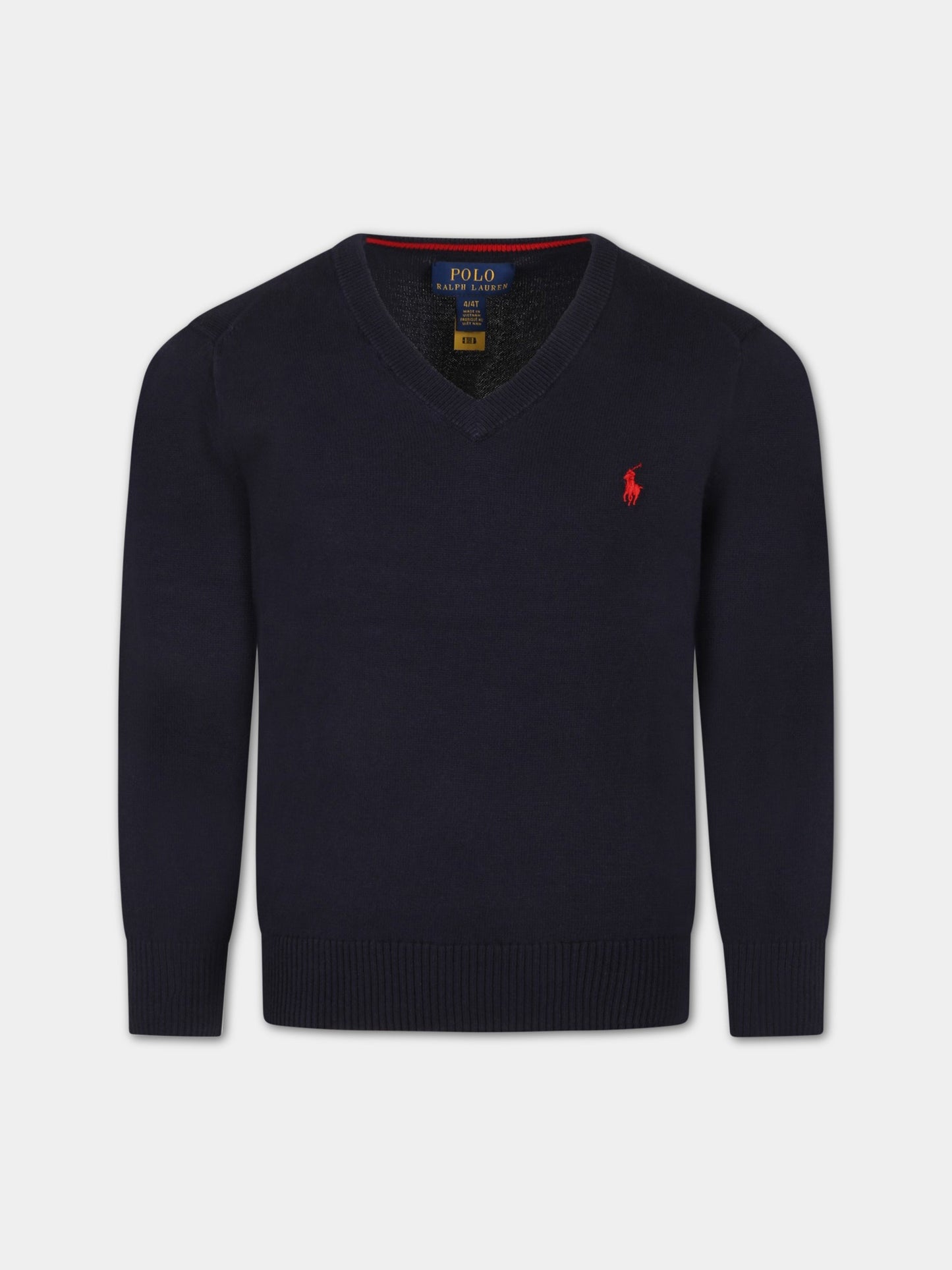 Maglione blu per bambino con cavallino rosso,Ralph Lauren Kids,799886001