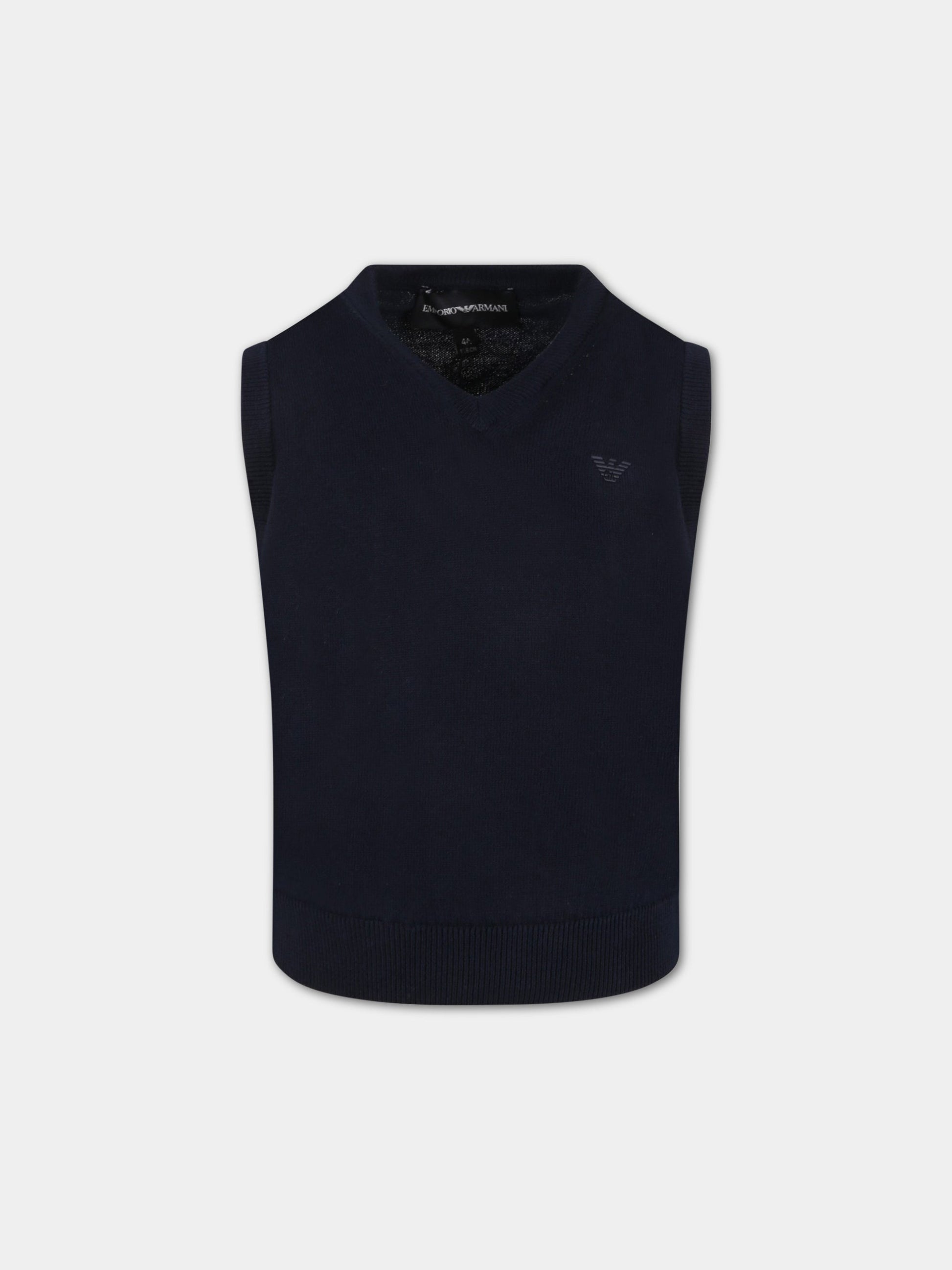Gilet blu per bambino con logo,Armani Junior,8N4M92 4M0HZ 0930