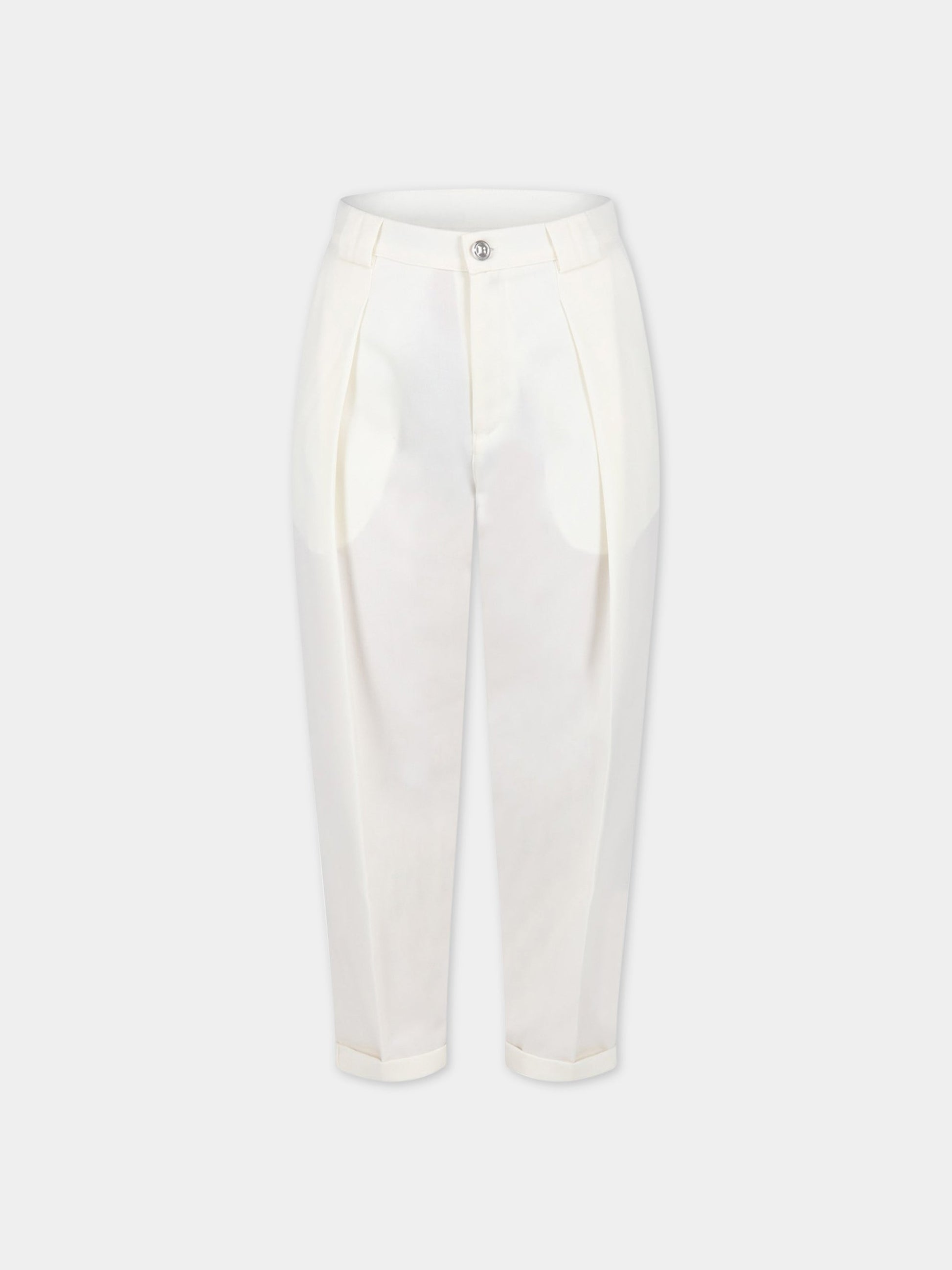 Pantaloni avorio per bambino con logo,Balmain Kids,6Q6690 I0028 102