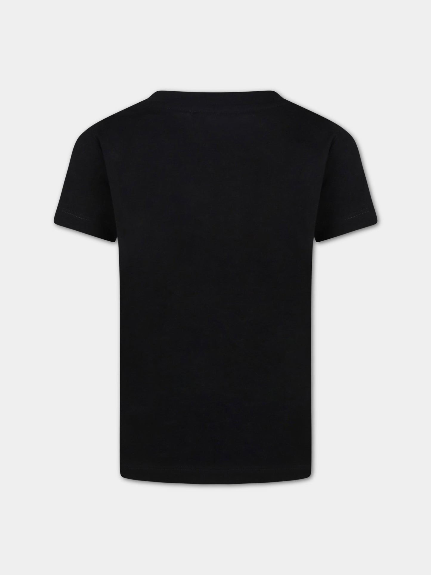 T-shirt nera per bambina con logo dorato,Balmain Kids,6Q8D11 J0006 930OR