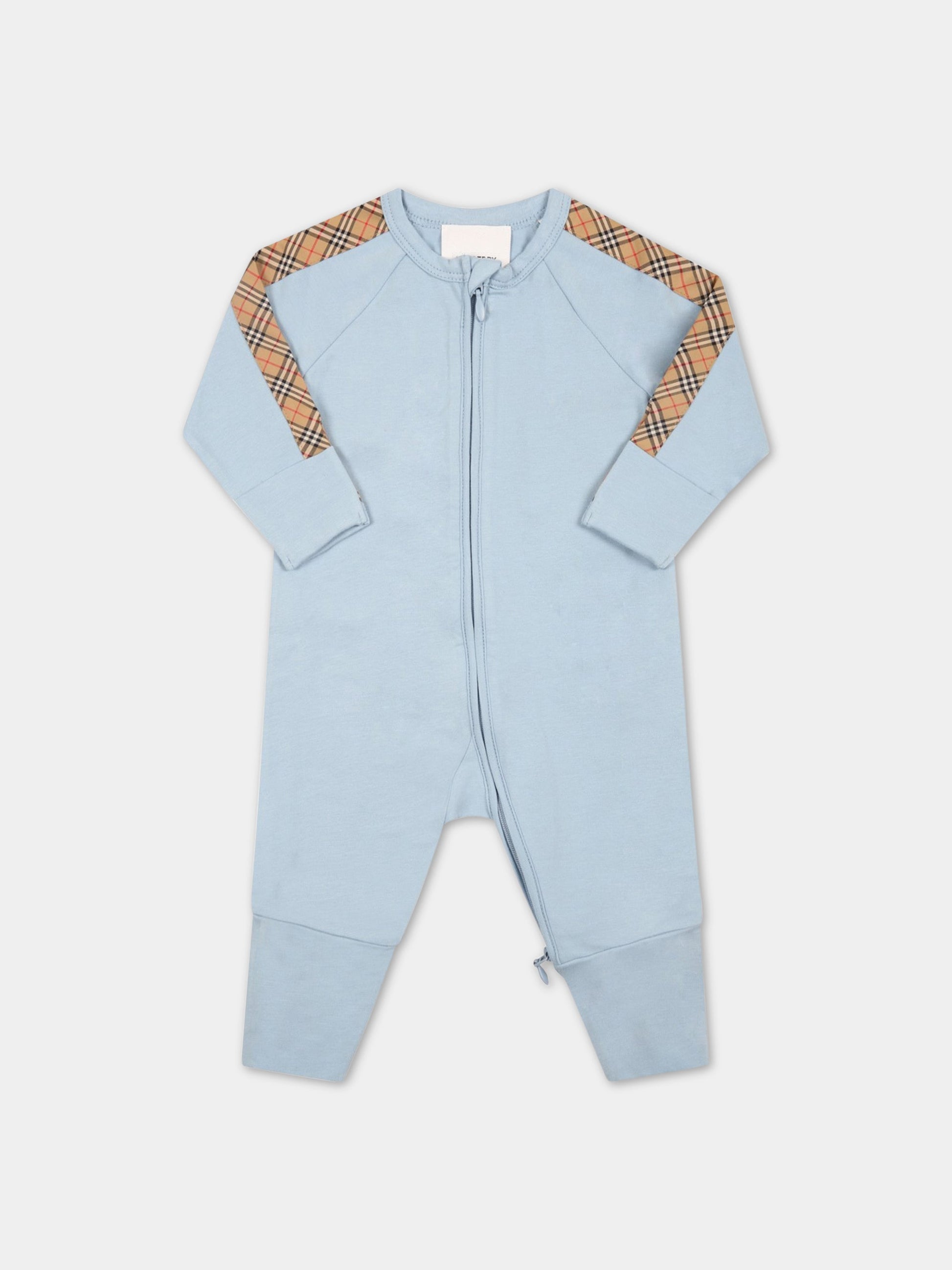 Set celeste per neonato con iconico check vintage,Burberry Kids,8048409