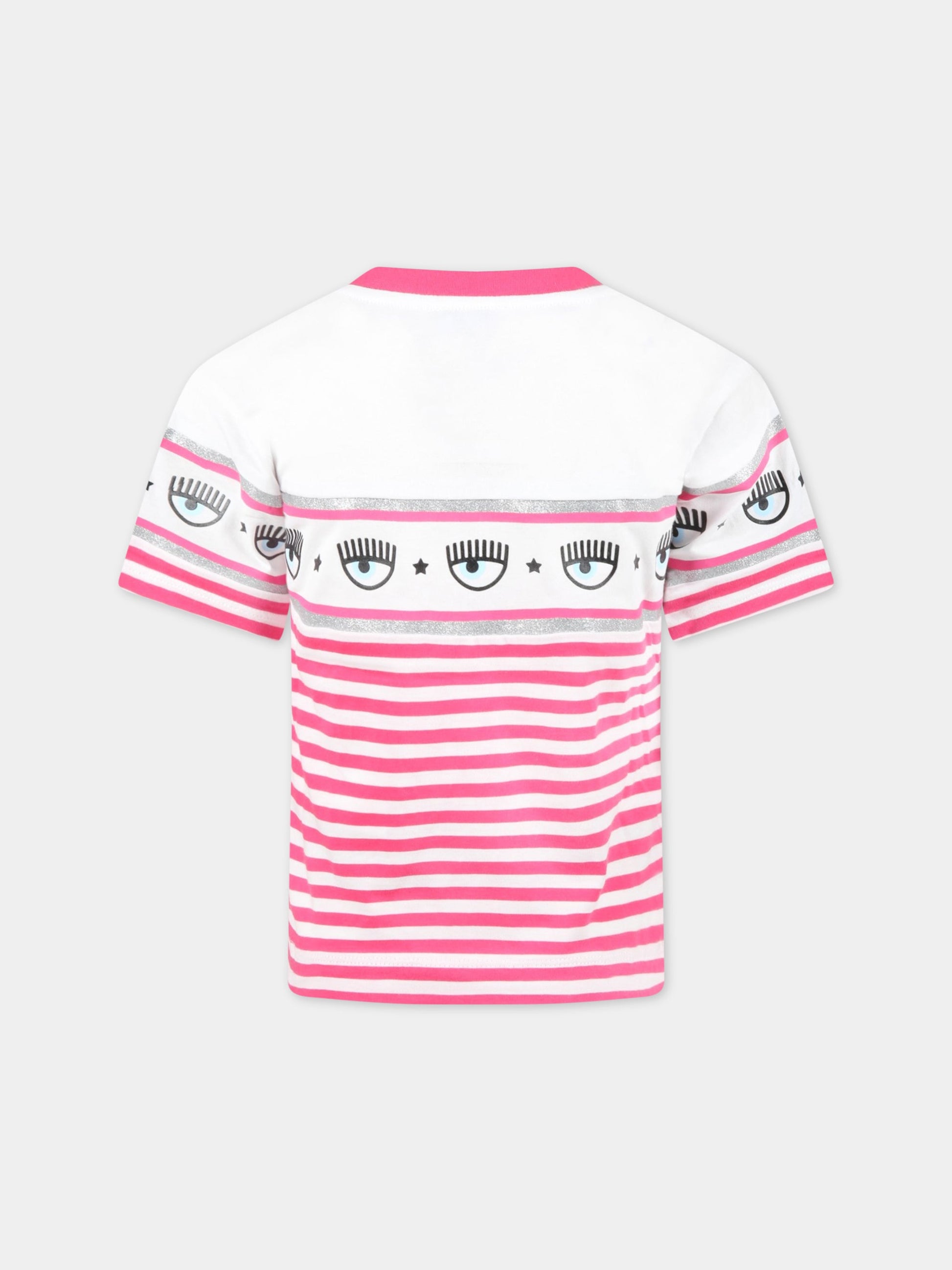 T-shirt multicolor per bambina con iconici occhi,Chiara Ferragni Collection,599613 9042 9942