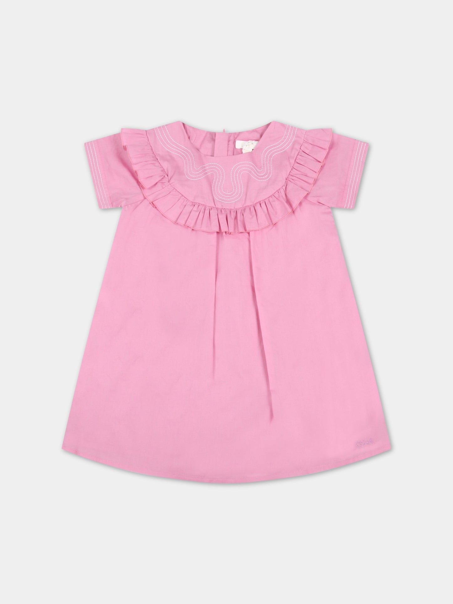 Vestito rosa per neonata con logo,Chloé Kids,C02316 495