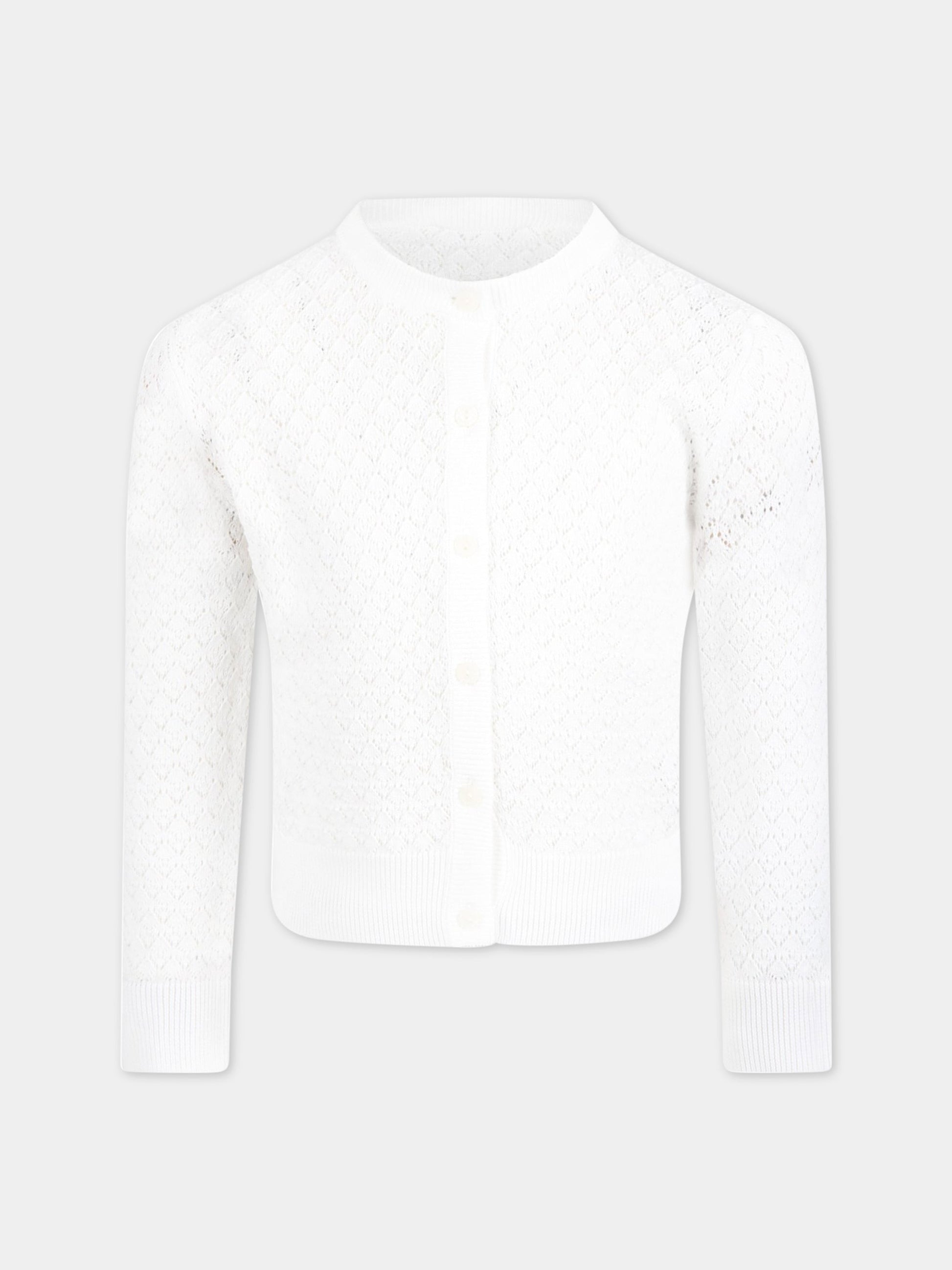 Cardigan bianco per bambina con logo,Dolce & Gabbana Kids,L5KWF8 JACMR W0800