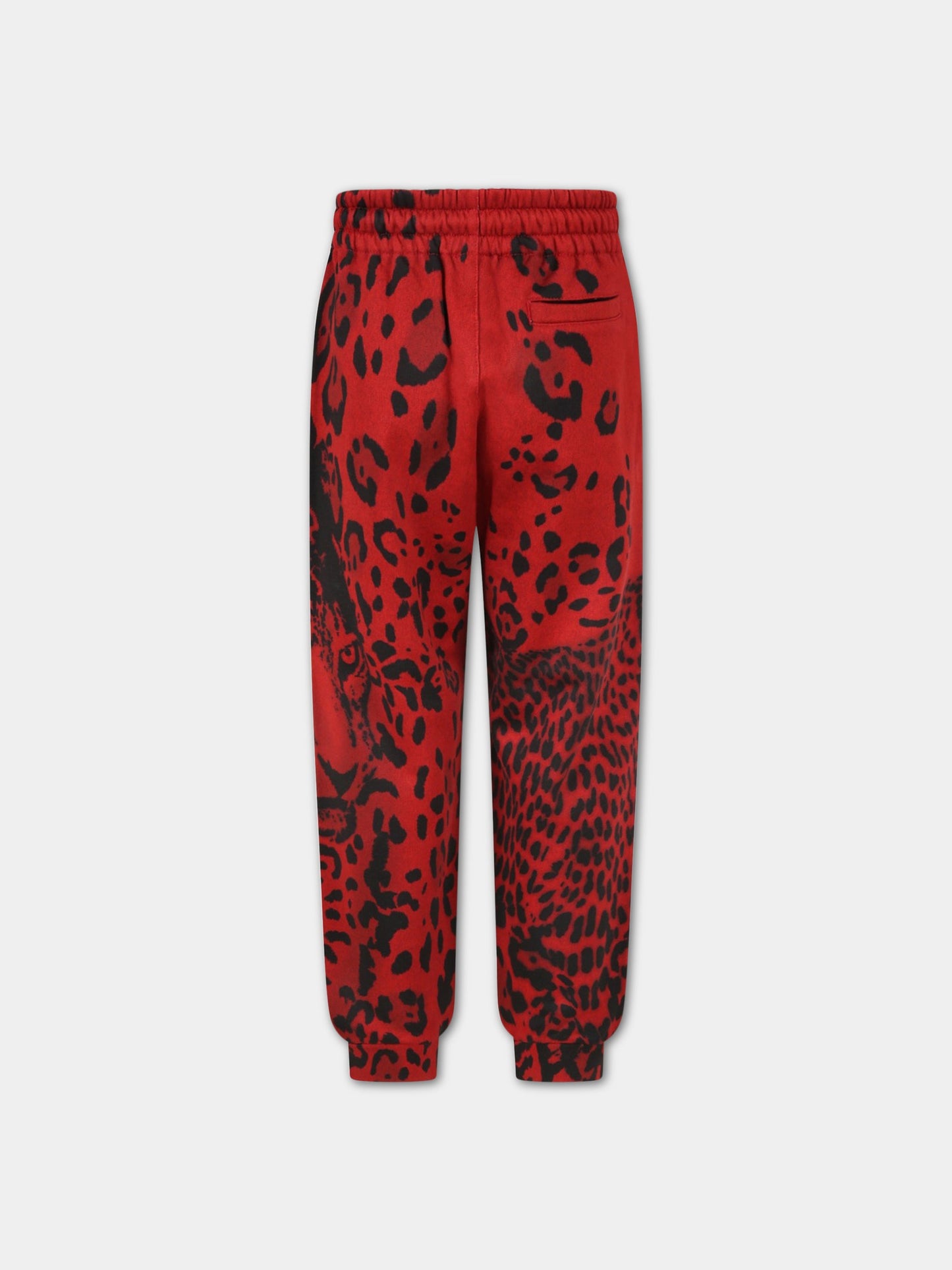 Pantalone rosso per bambino con stampa animalier,Dolce & Gabbana Kids,L4JPEM G7BUQ HRTYN