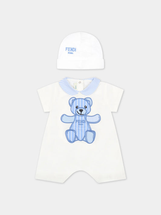 Set bianco per neonato con orso,Fendi Kids,BUK087 ST8 F1FXY