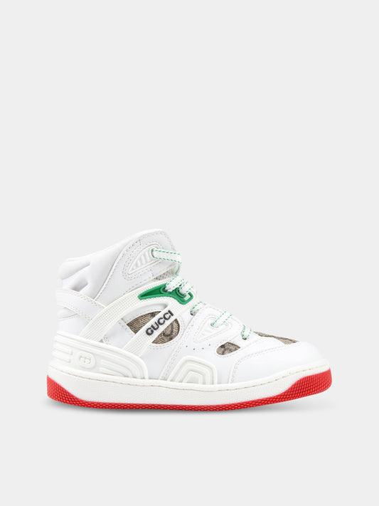 Sneakers bianche per bambini con doppia GG,Gucci Kids,681354 2SHG0 9076