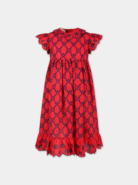 Vestito rosso per bambina con stelle,Gucci Kids,673976 ZAHX3 6414