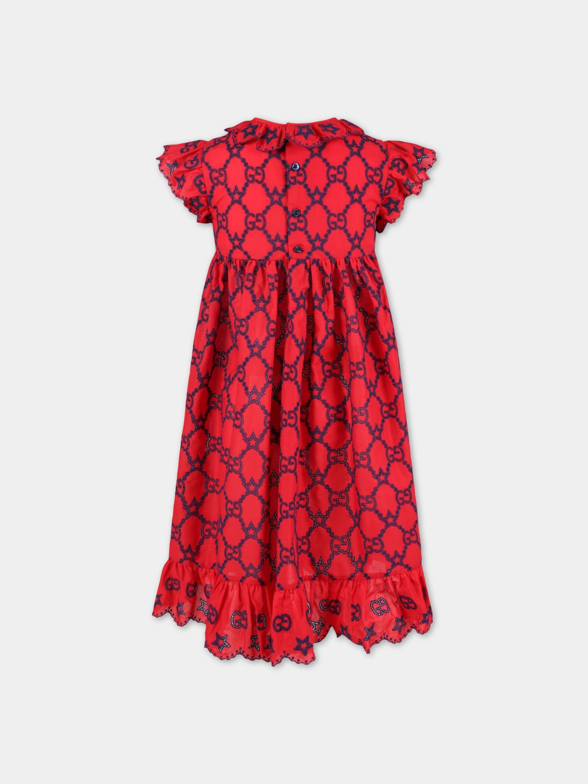 Vestito rosso per bambina con stelle,Gucci Kids,673976 ZAHX3 6414