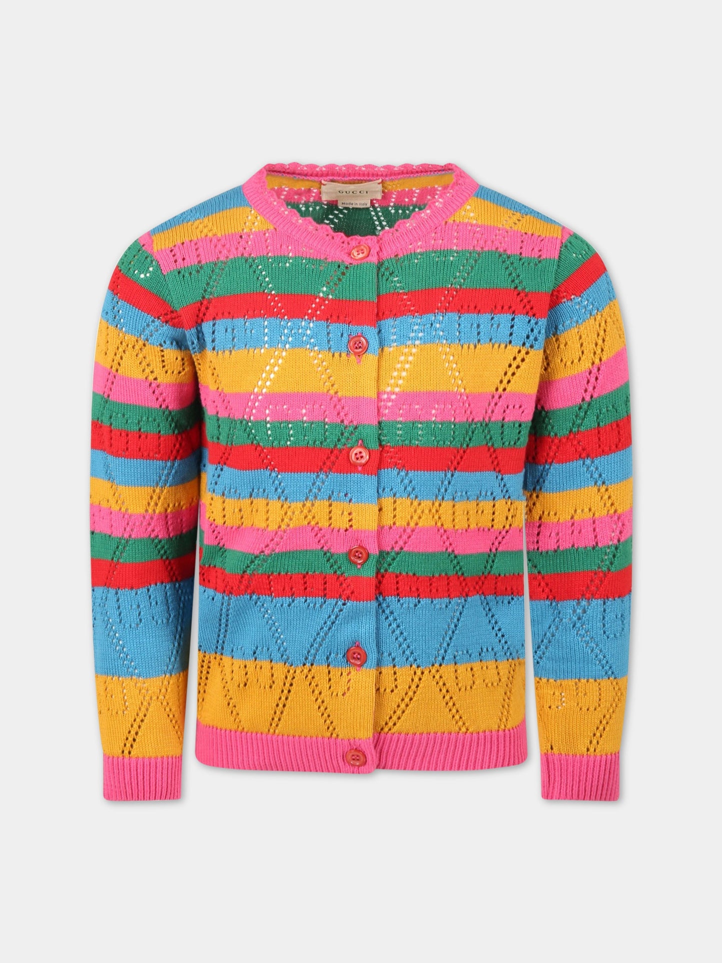 Cardigan multicolor per bambina con doppie GG,Gucci Kids,680656 XKB7F 5152