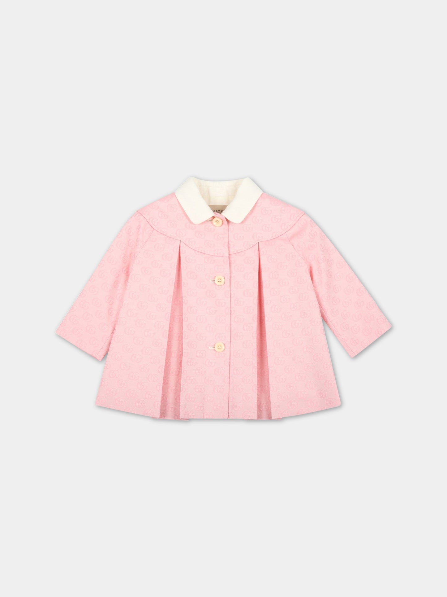 Cappotto rosa per neonata con doppia GG,Gucci Kids,674092 XWAQ4 5817