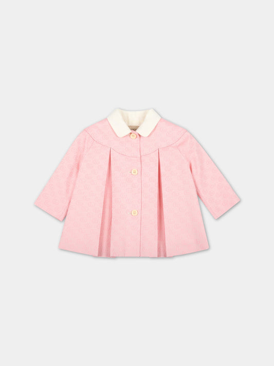 Cappotto rosa per neonata con doppia GG,Gucci Kids,674092 XWAQ4 5817