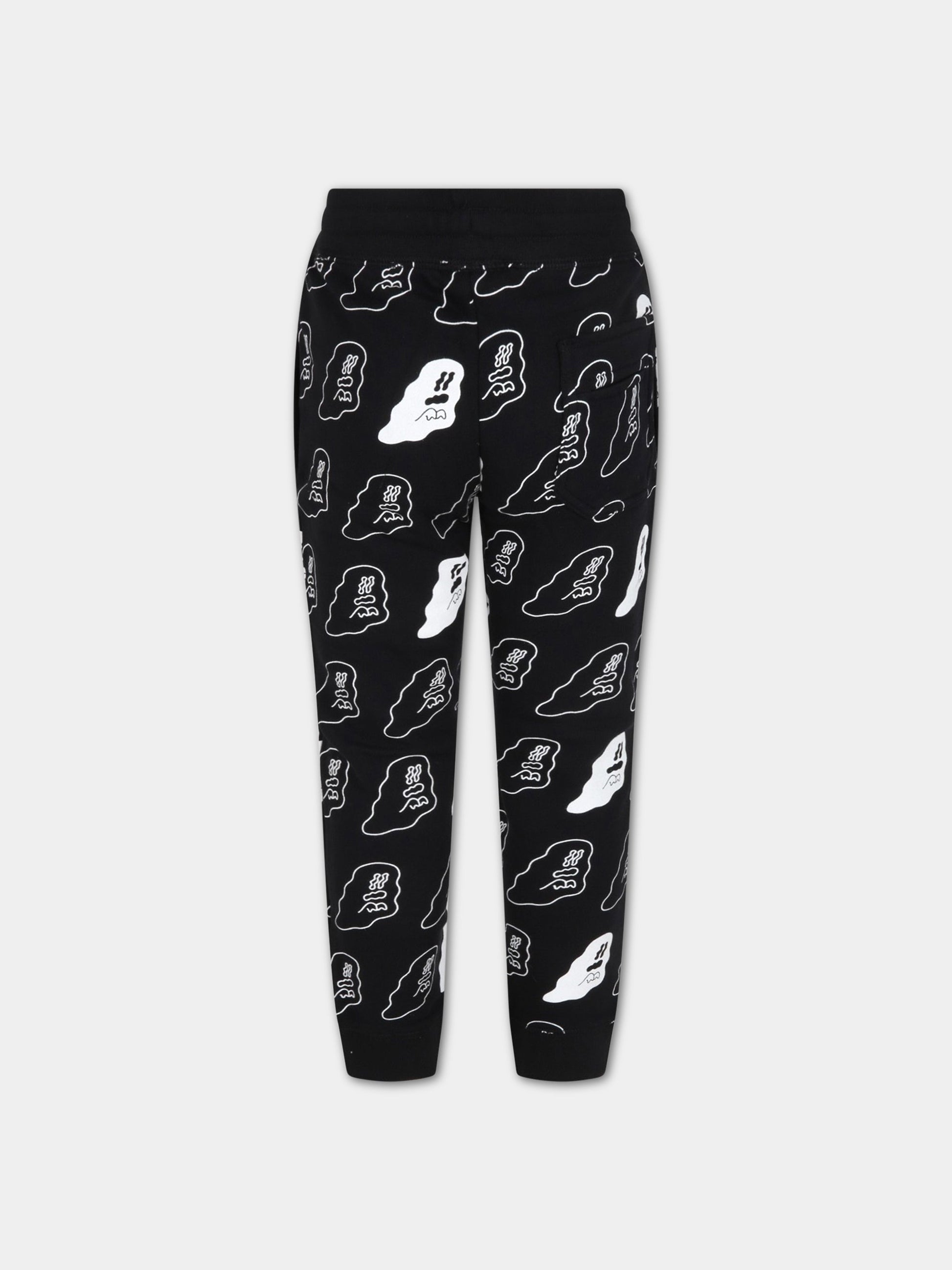 Pantaloni neri da tuta per bambino con fantasmi fosforescenti,Stella Mccartney Kids,600972 SPJ47 G106